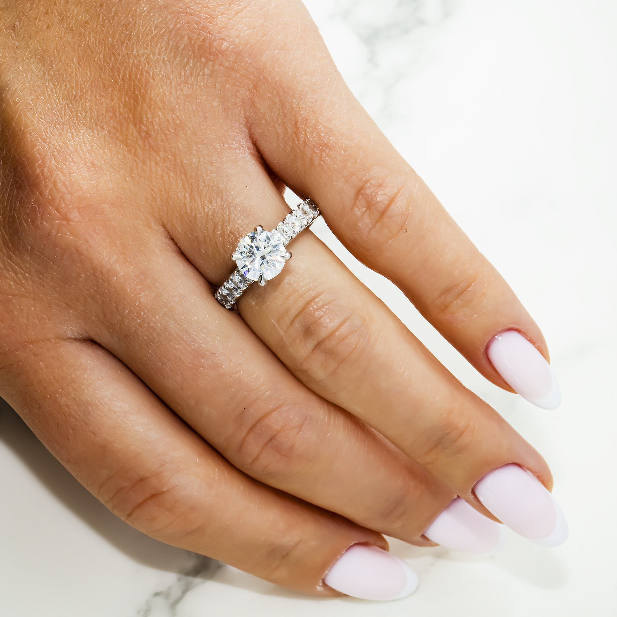 14K White Gold 1.65ct Round Diamond Engagement Ring 2.37ctw