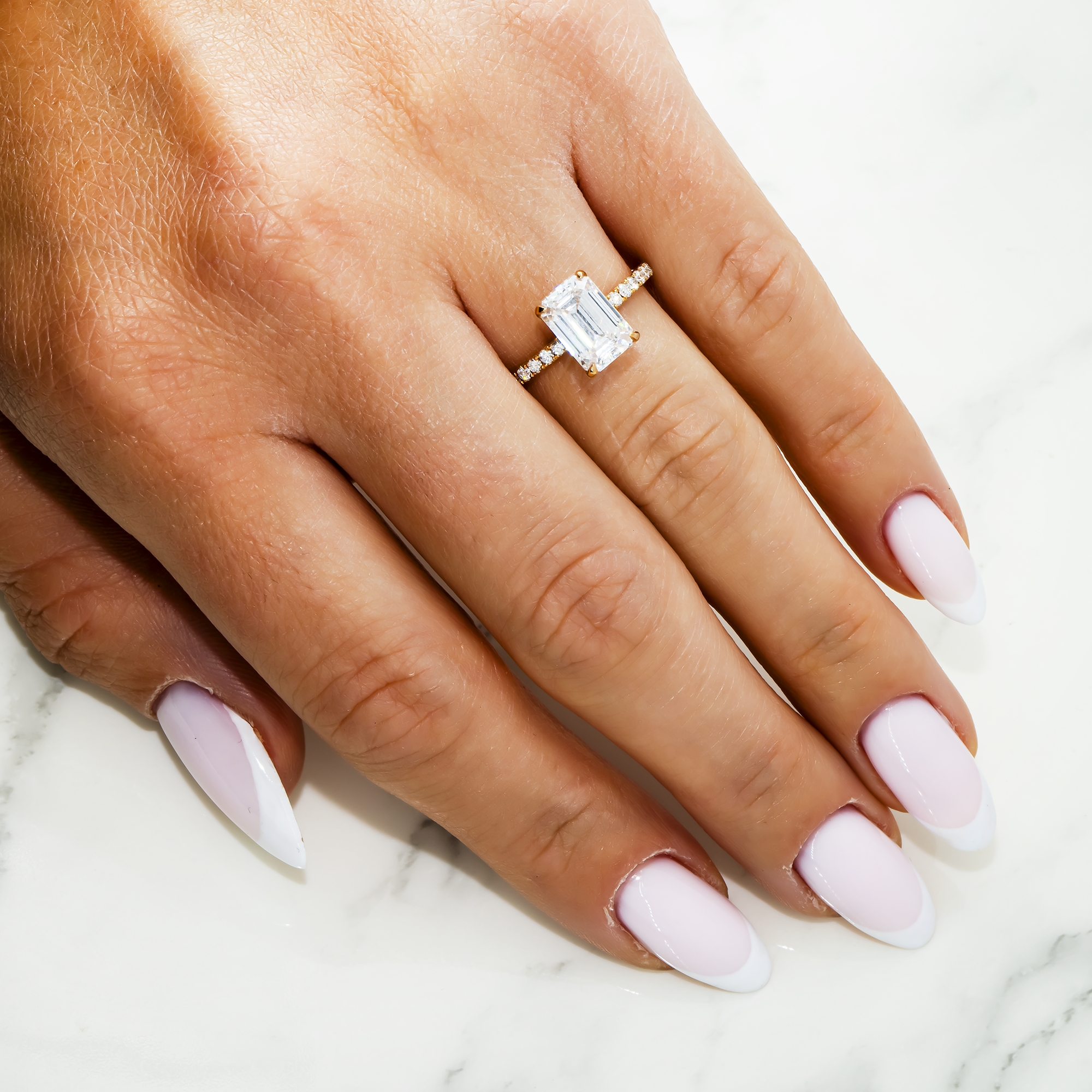 18K Rose Gold 2.02ct Emerald Cut Diamond Engagement Ring 2.34ctw