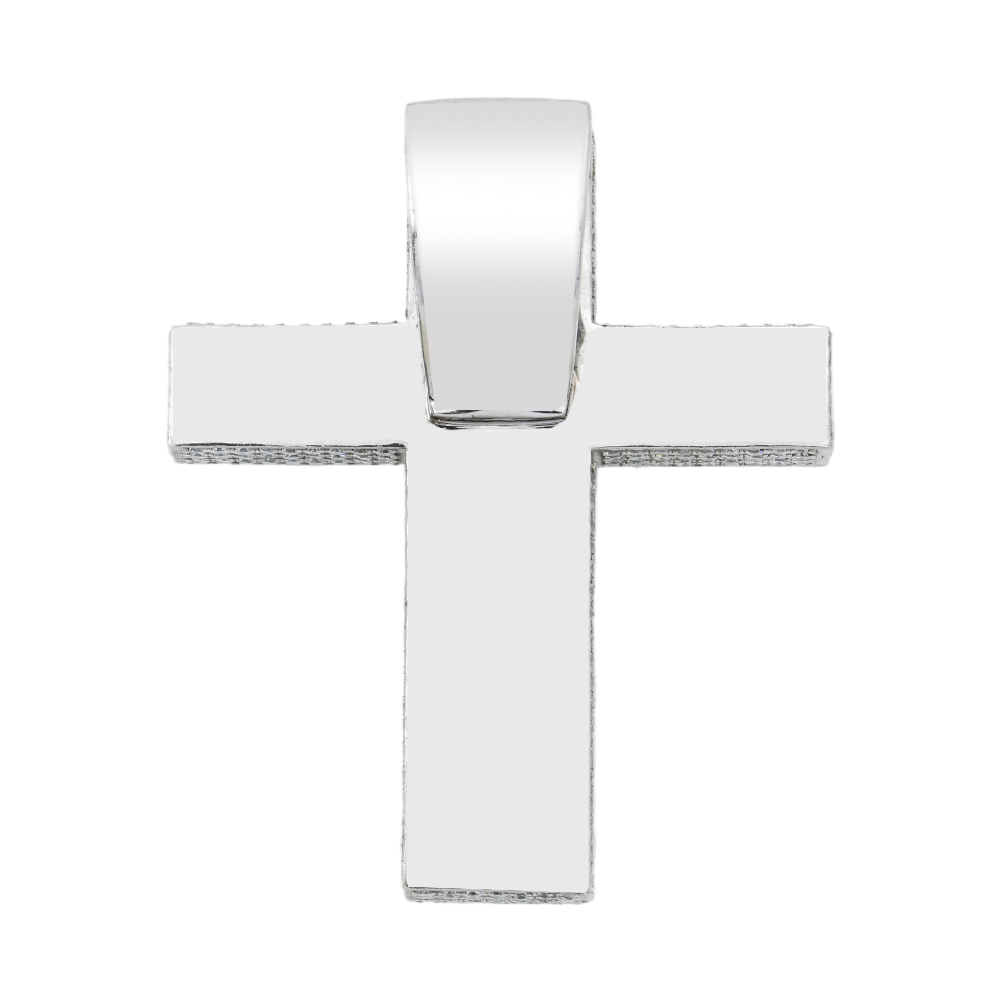 14K White Gold Emerald Cut Diamond Cross Pendant 27.97Ct