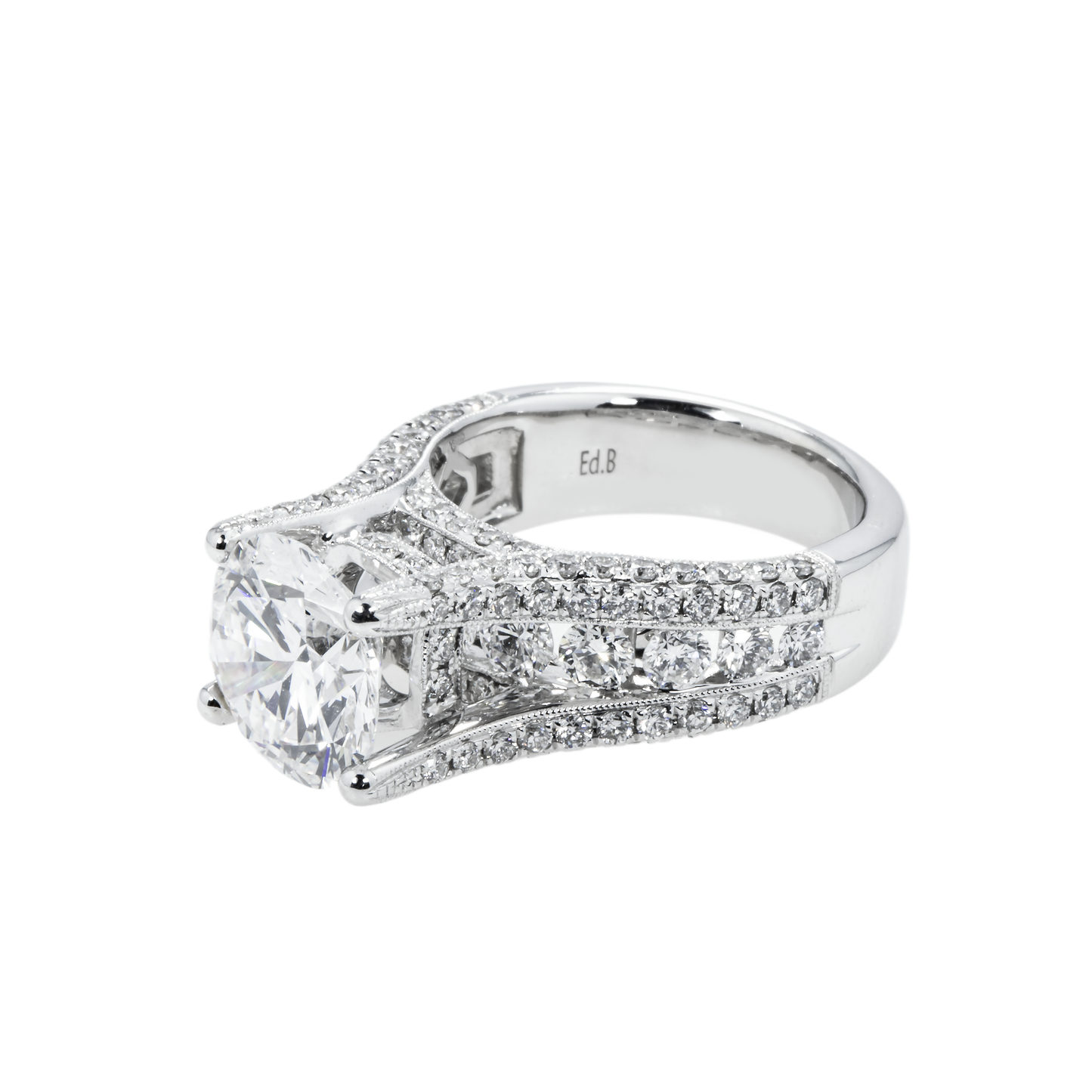 GIA 18K White Gold 3.51ct Round Diamond Engagement Ring 5.91ctw