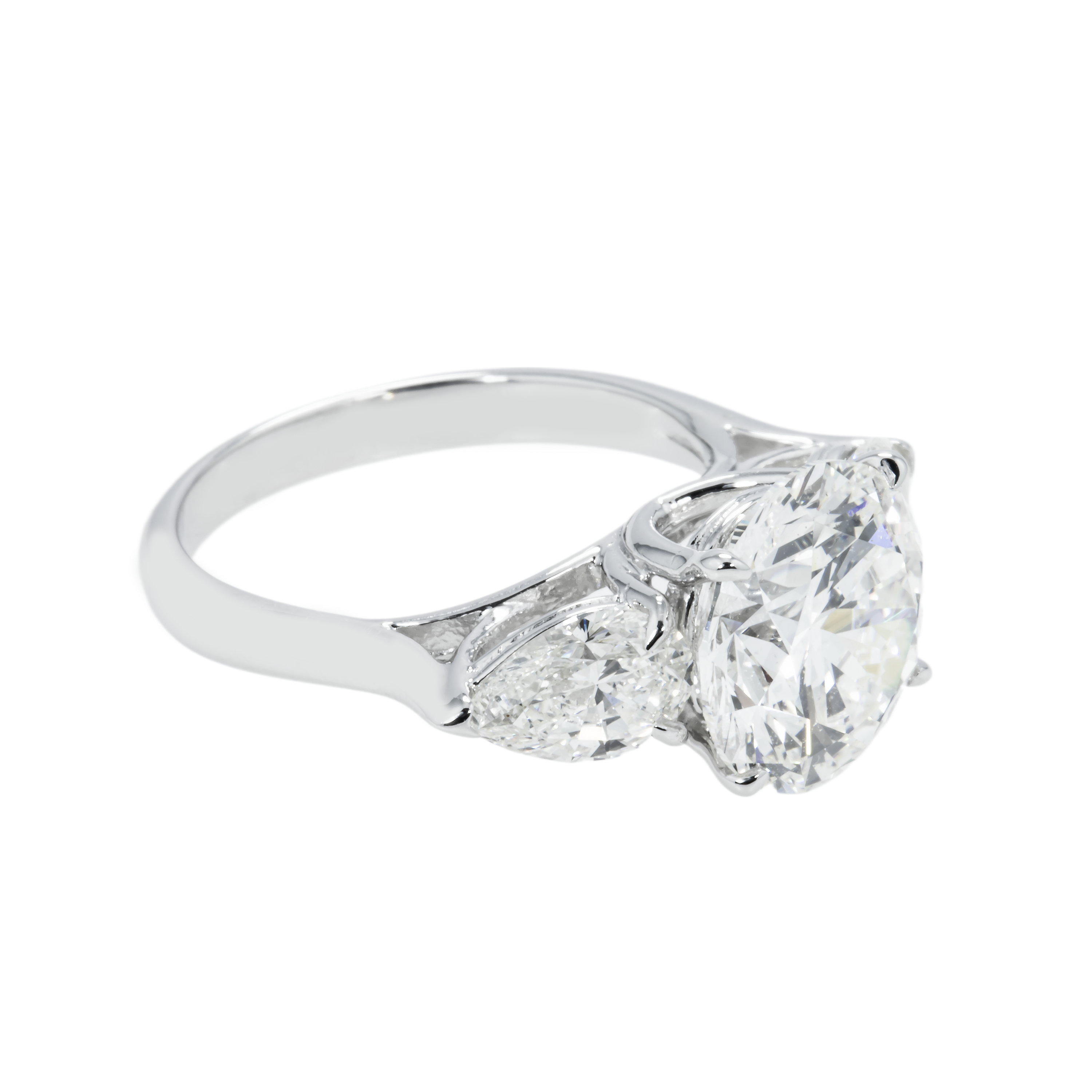 Gia 14K White Gold 4.86Ct Round Diamond Triple Engagement Ring 6.47Ctw Bridal