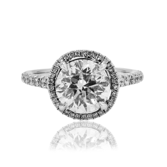 14K White Gold 3.26ctw Round Diamond Engagement Ring 3.96ctw