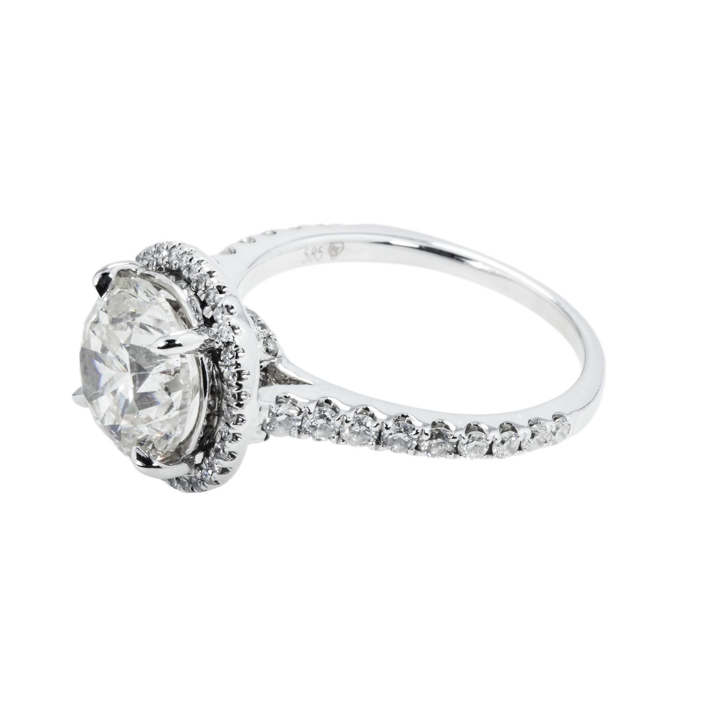 14K White Gold 3.26ctw Round Diamond Engagement Ring 3.96ctw