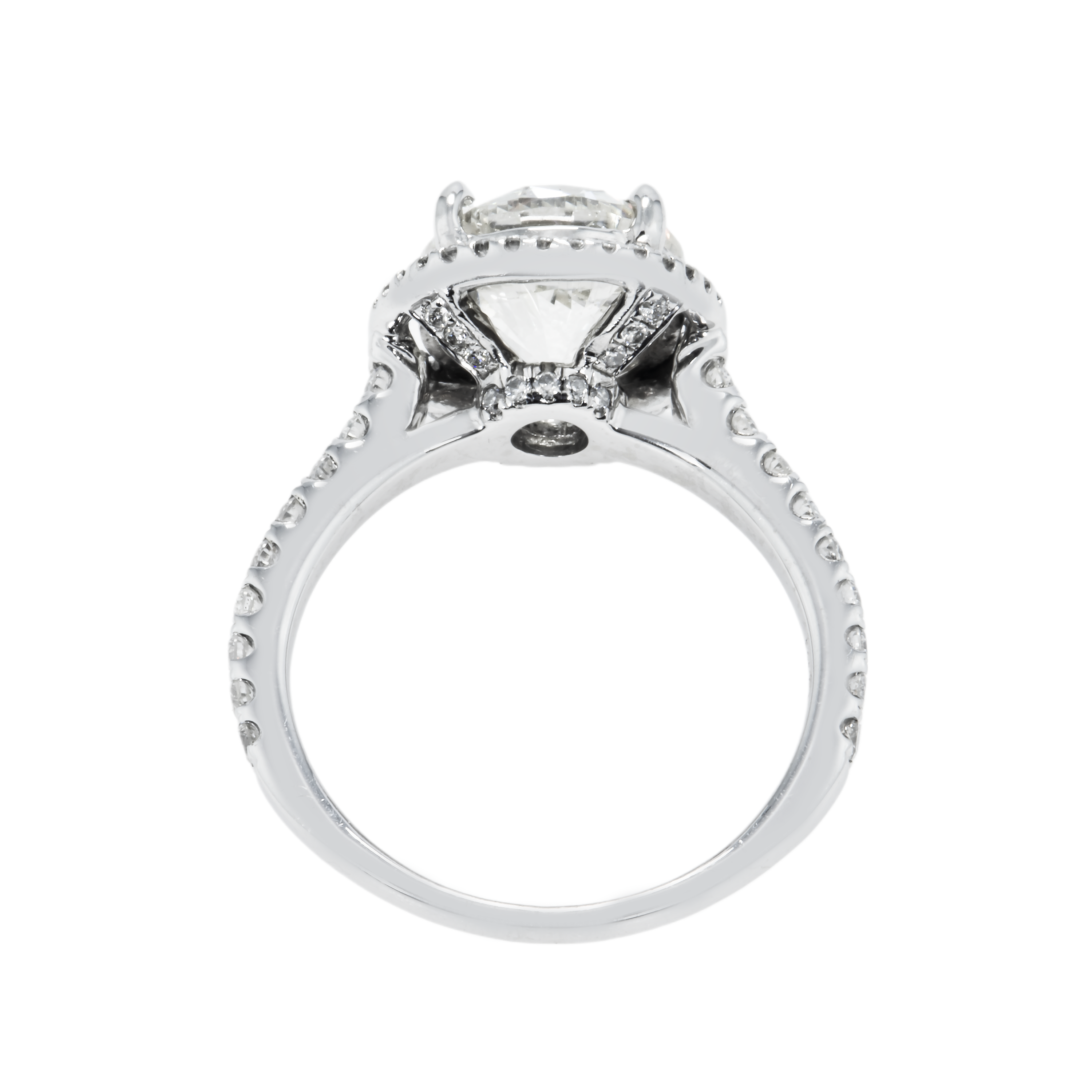 14K White Gold 3.26Ctw Round Diamond Engagement Ring 3.96Ctw Bridal