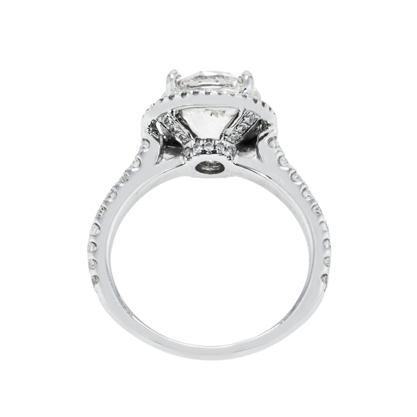 14K White Gold 3.26ctw Round Diamond Engagement Ring 3.96ctw