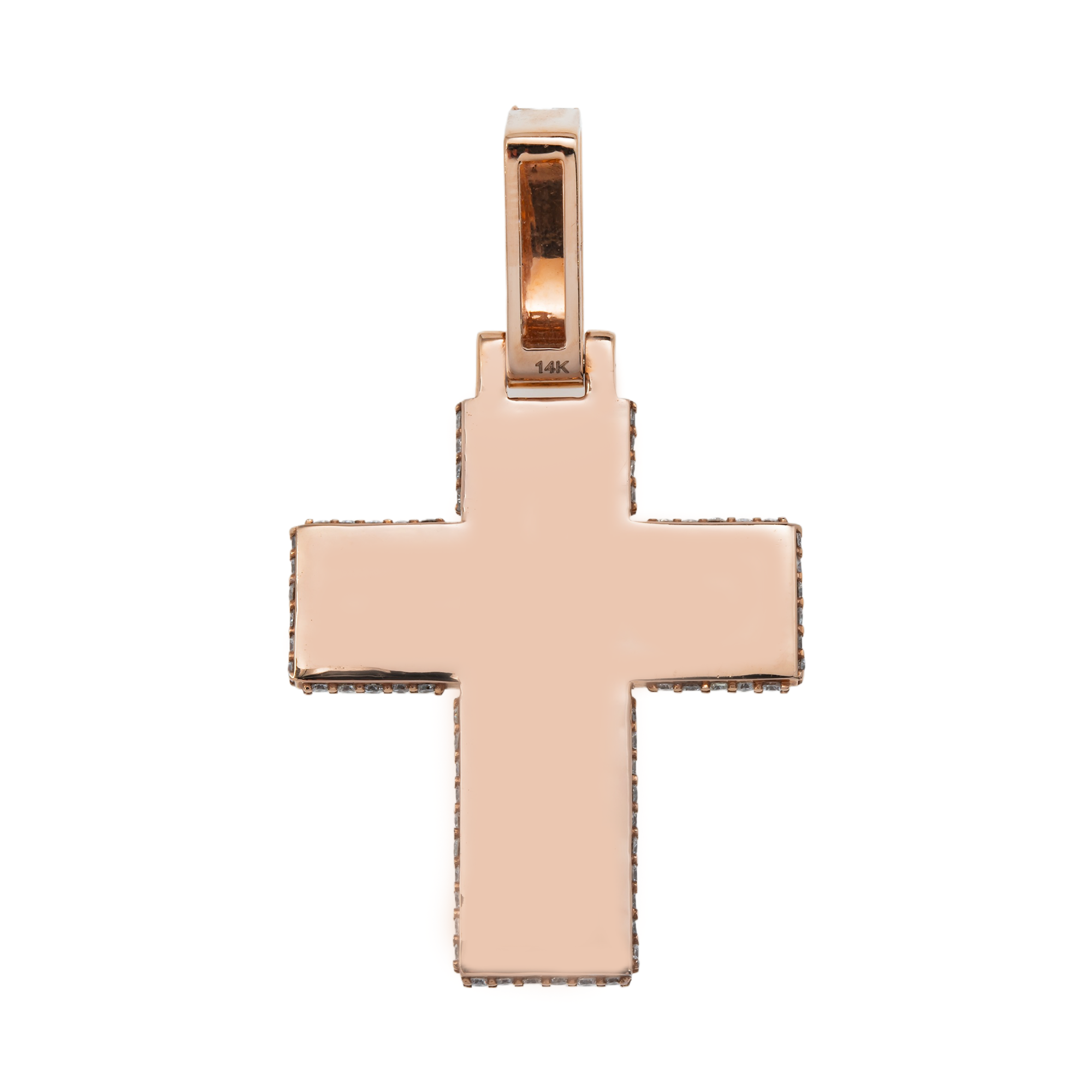 14K Two Tone Round Diamond Bilevel Cross Pendant 6.90Ct