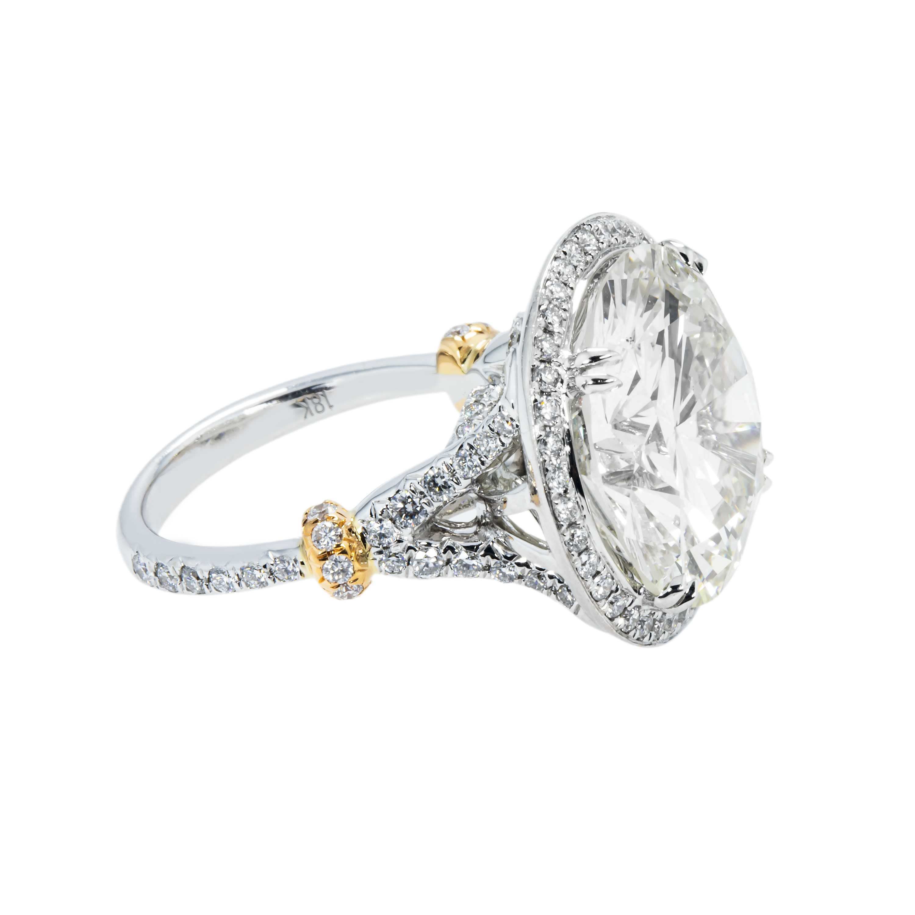 Gia 18K White Gold 14.52Ct Round Diamond Engagement Ring 15.87Ctw Bridal