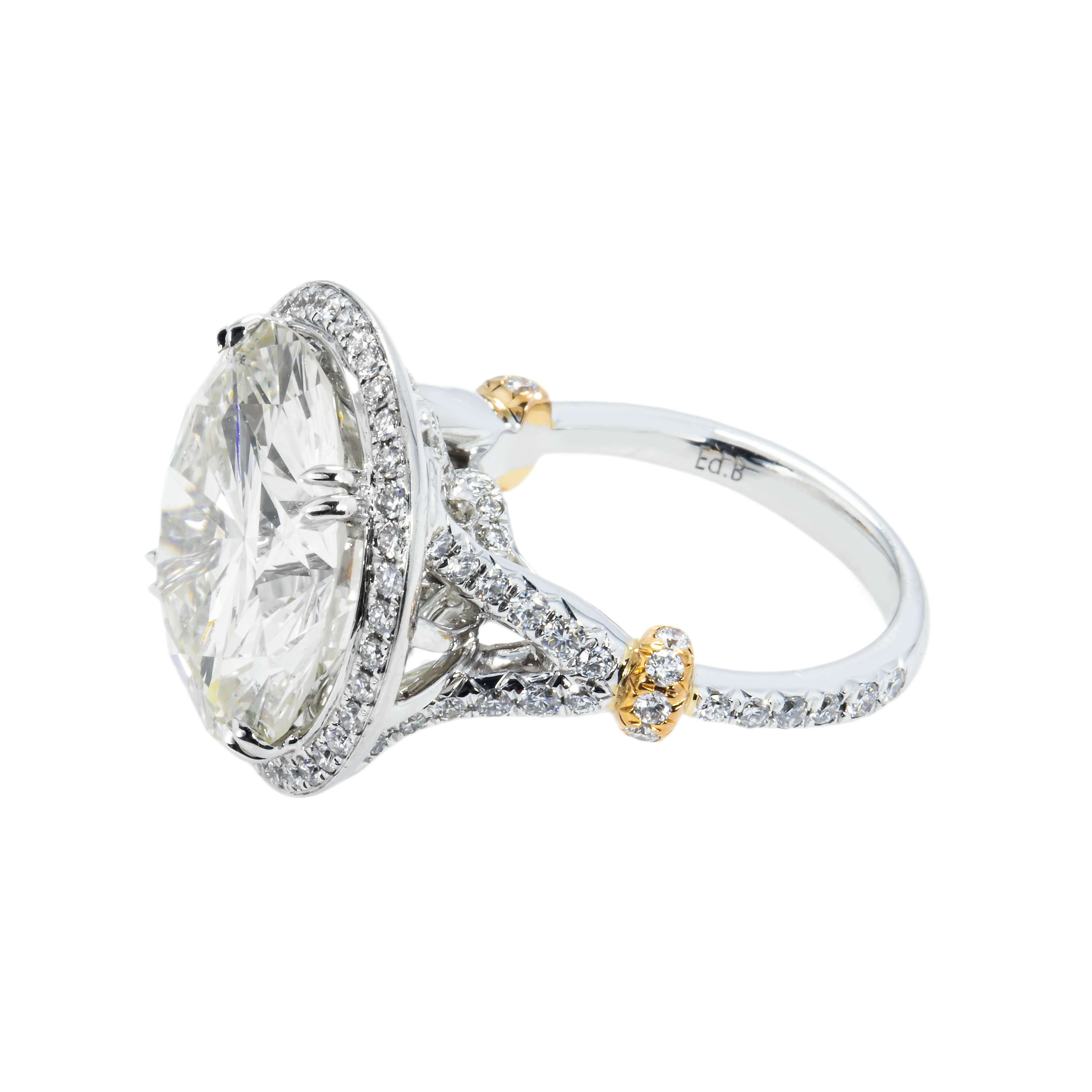 Gia 18K White Gold 14.52Ct Round Diamond Engagement Ring 15.87Ctw Bridal