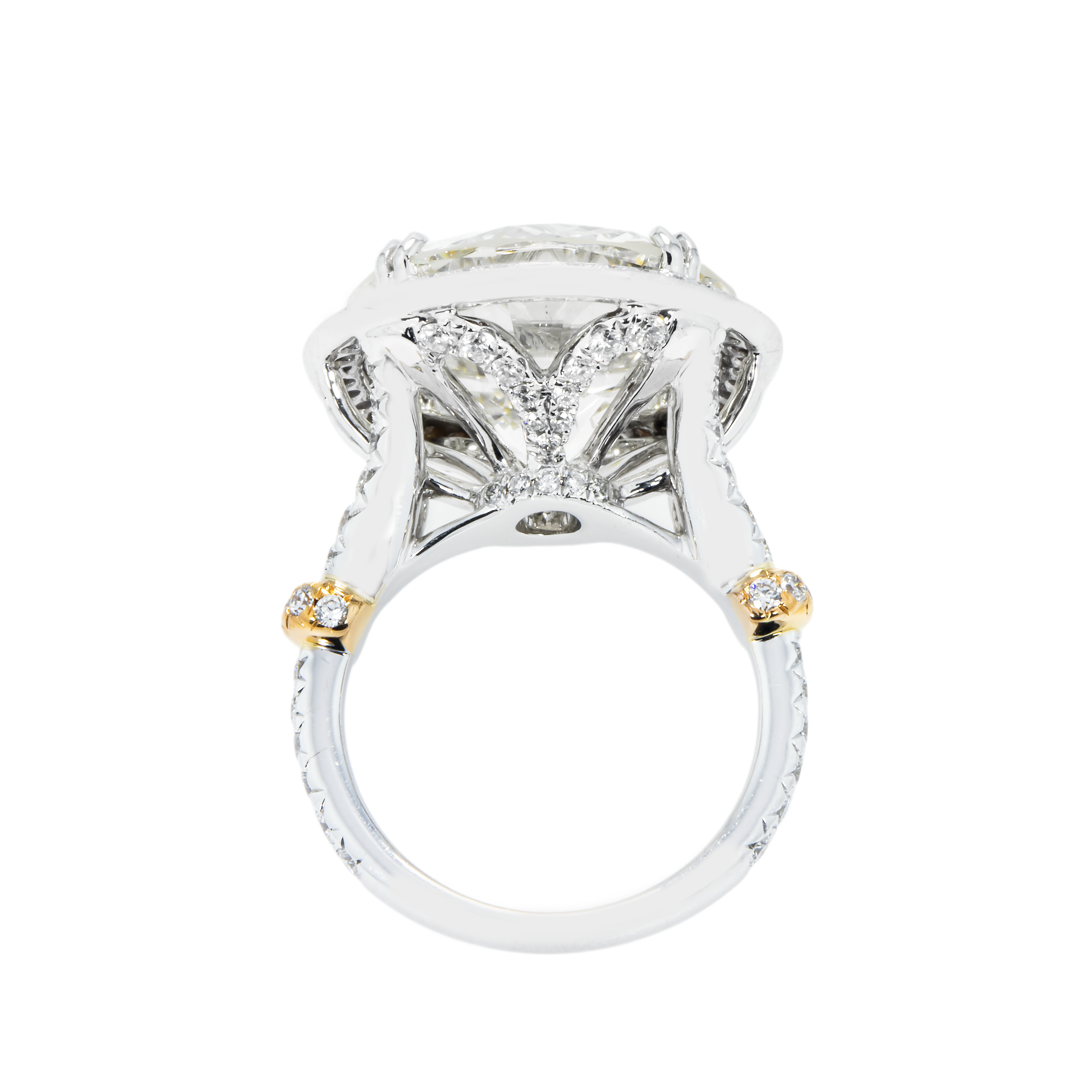Gia 18K White Gold 14.52Ct Round Diamond Engagement Ring 15.87Ctw Bridal