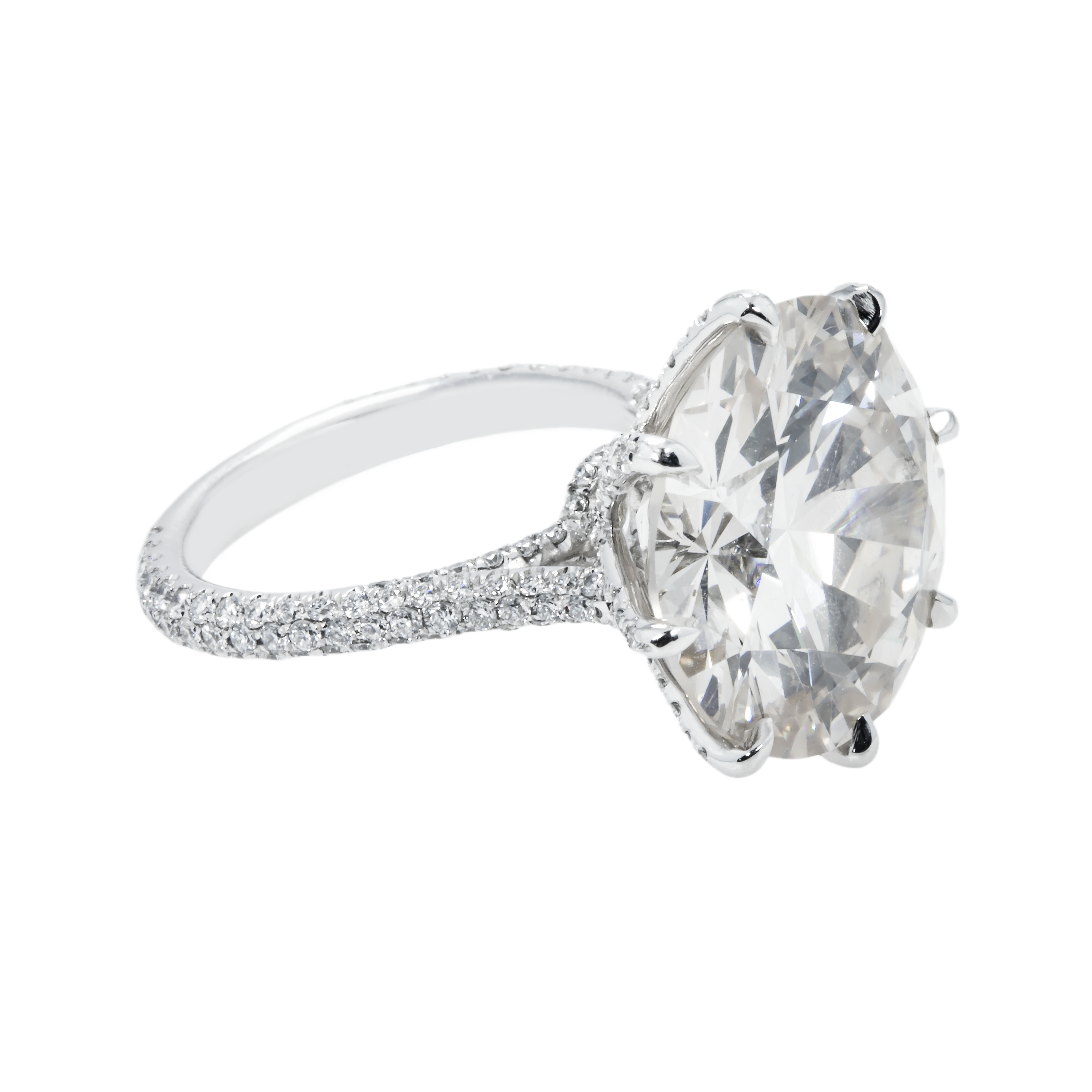 Platinum 14.31Ct Round Diamond Engagement Ring 15.81Ctw Bridal