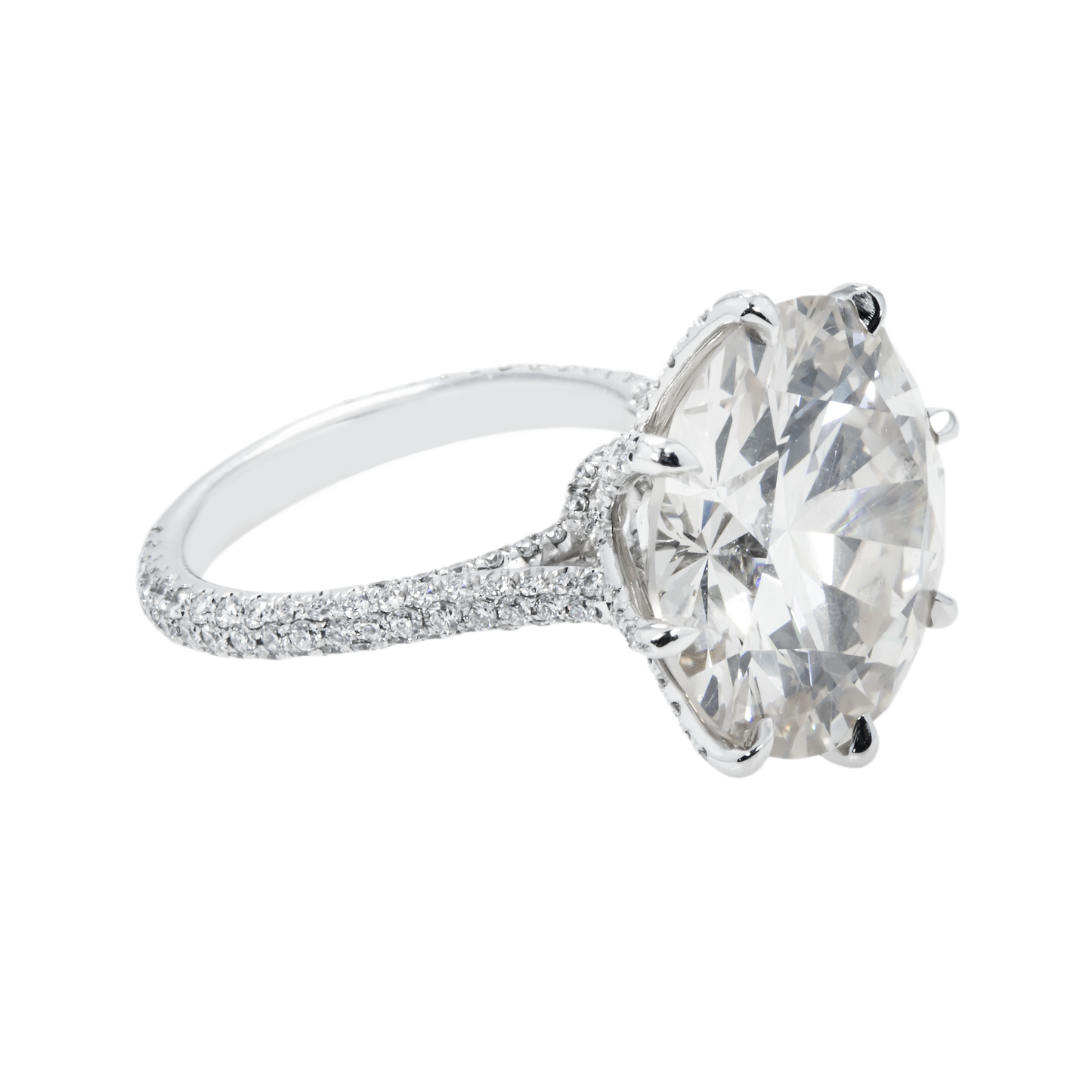 Platinum 14.31ct Round Diamond Engagement Ring 15.81ctw