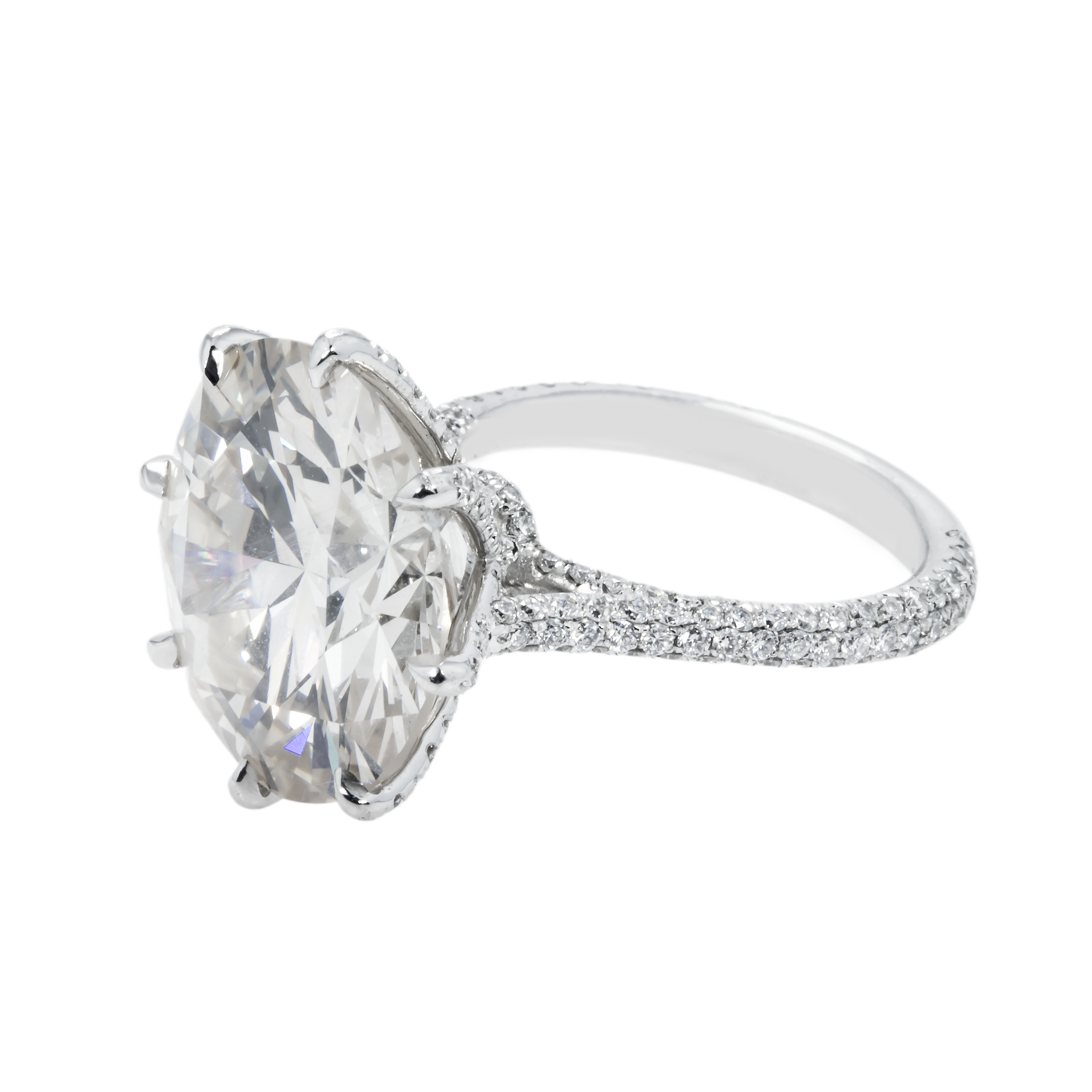 Platinum 14.31Ct Round Diamond Engagement Ring 15.81Ctw Bridal