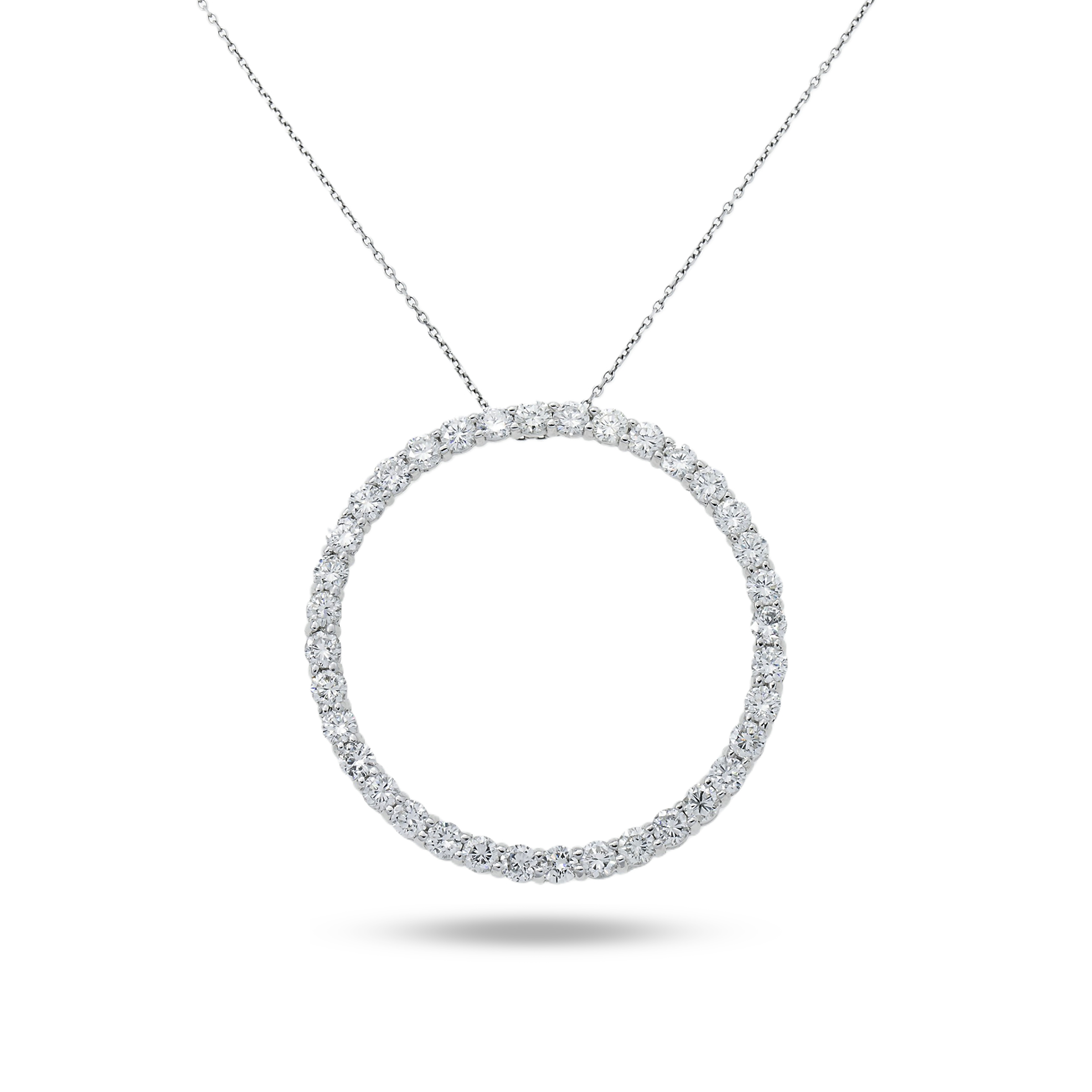 14K White Gold Round Diamond Karma Circle Necklace 6.0Ct Necklace