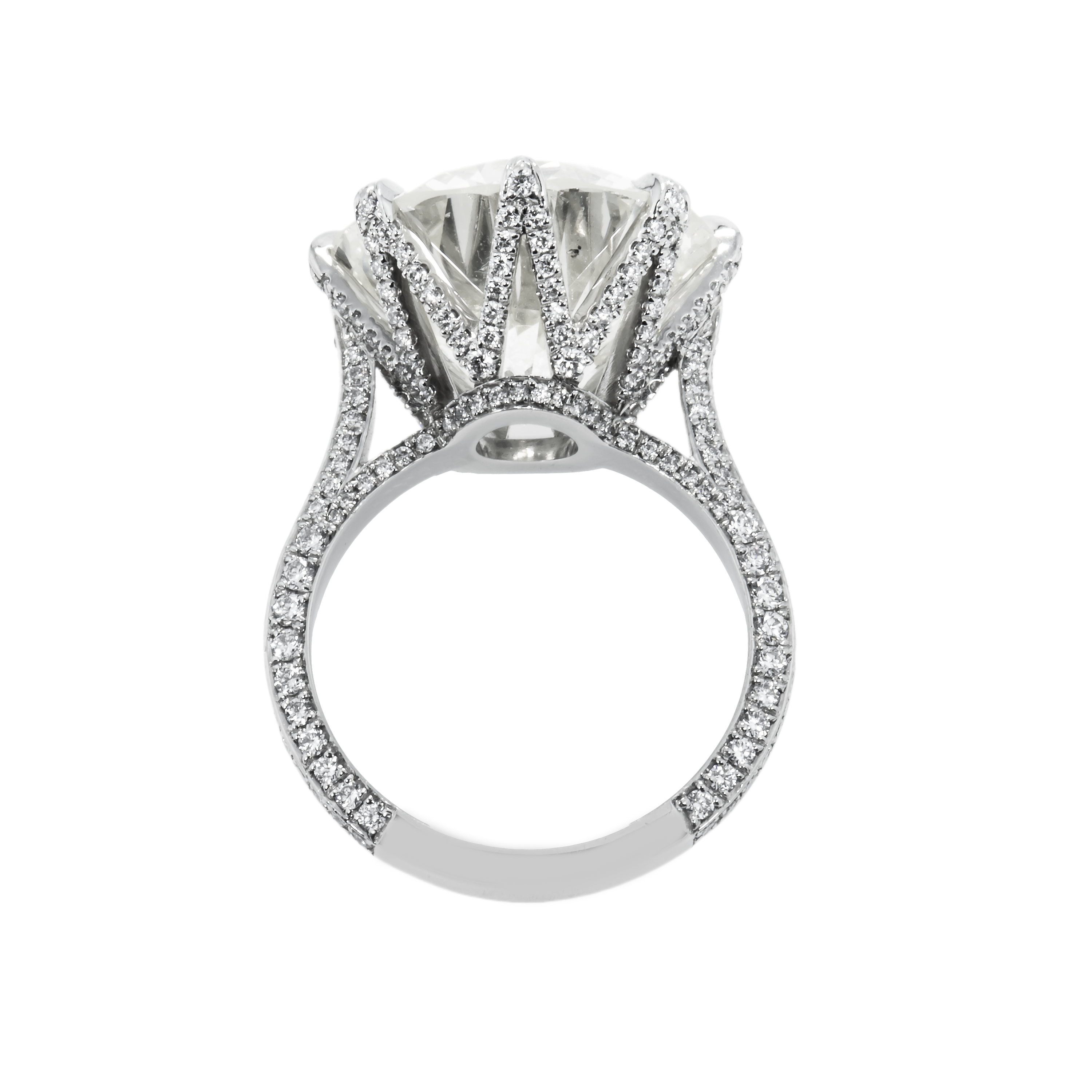 Platinum 13.65Ct Round Diamond Engagement Ring 14.61Ctw Bridal