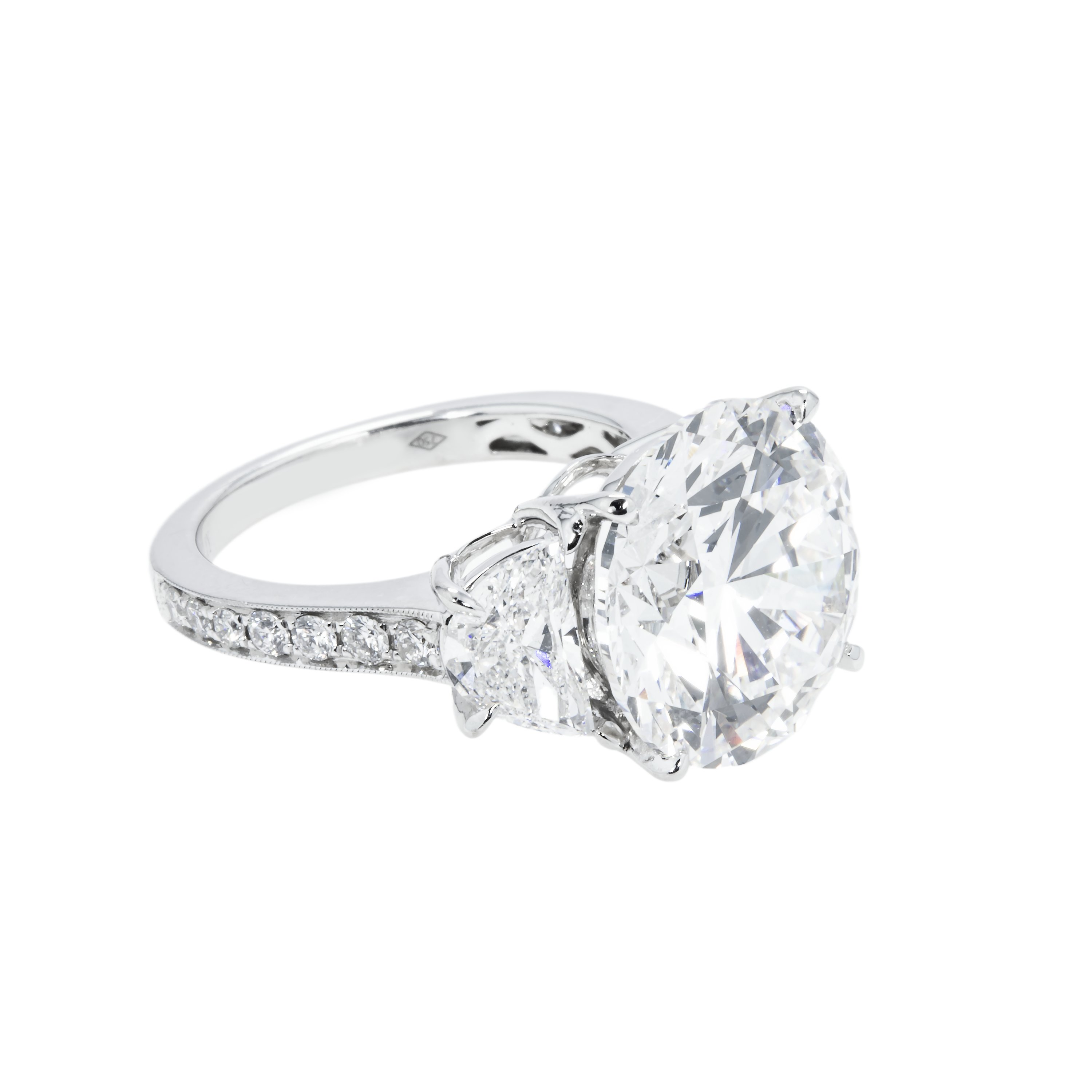 Gia 18K White Gold 10.21Ct Round Triple Diamond Engagement Ring 11.10Ctw Bridal