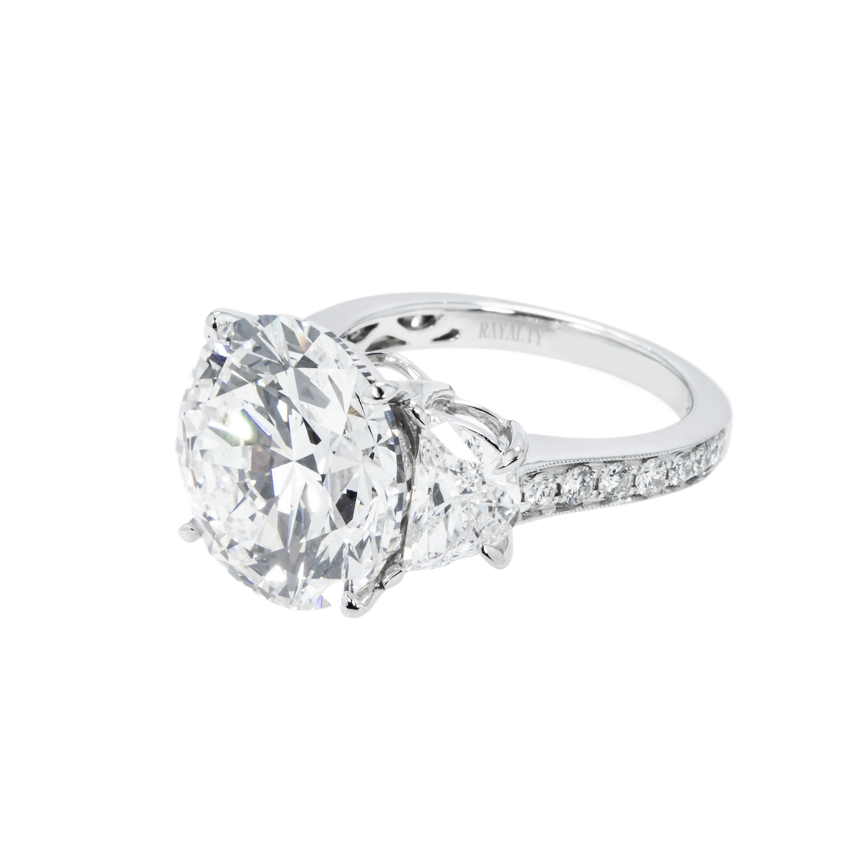 Gia 18K White Gold 10.21Ct Round Triple Diamond Engagement Ring 11.10Ctw Bridal