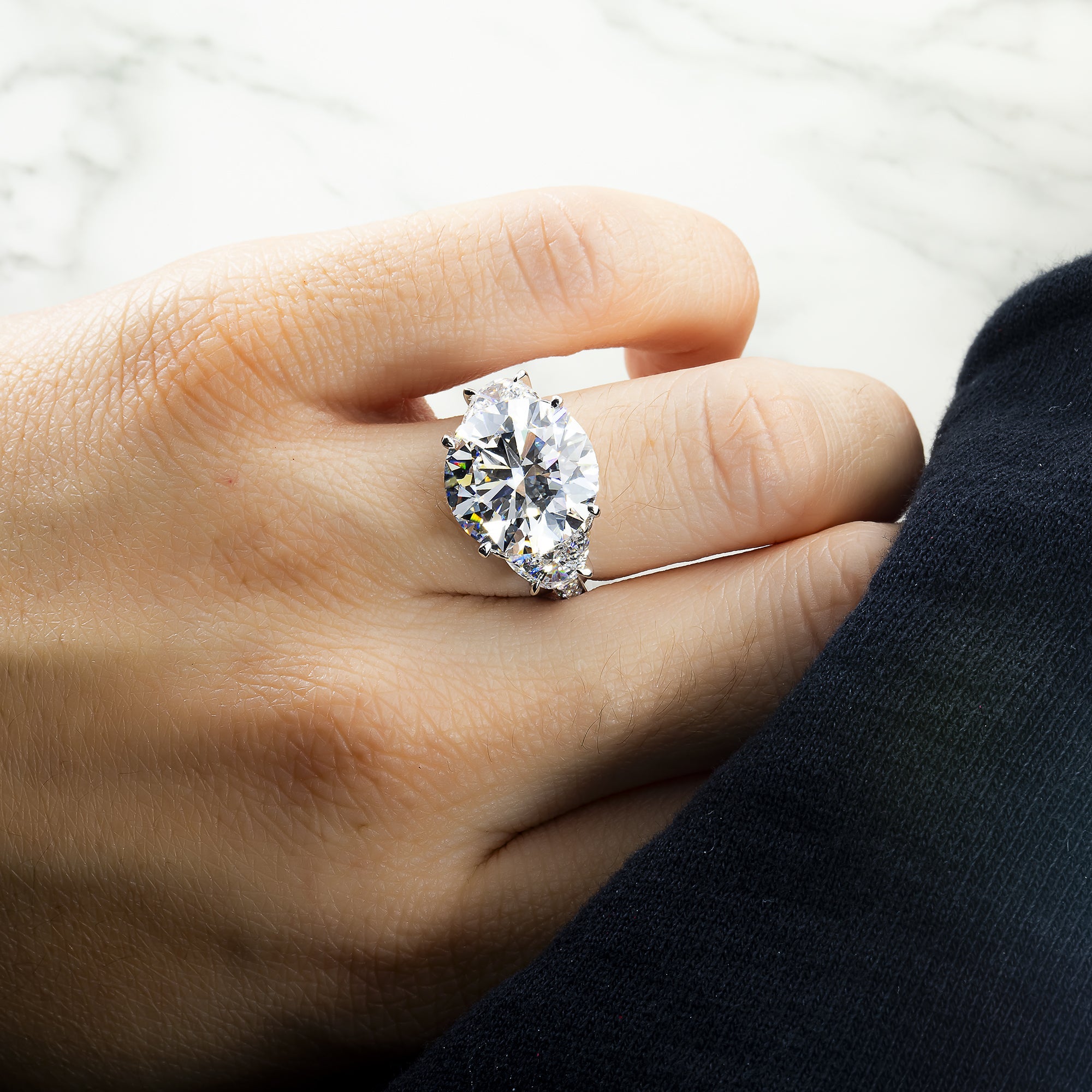 Gia 18K White Gold 10.21Ct Round Triple Diamond Engagement Ring 11.10Ctw Bridal