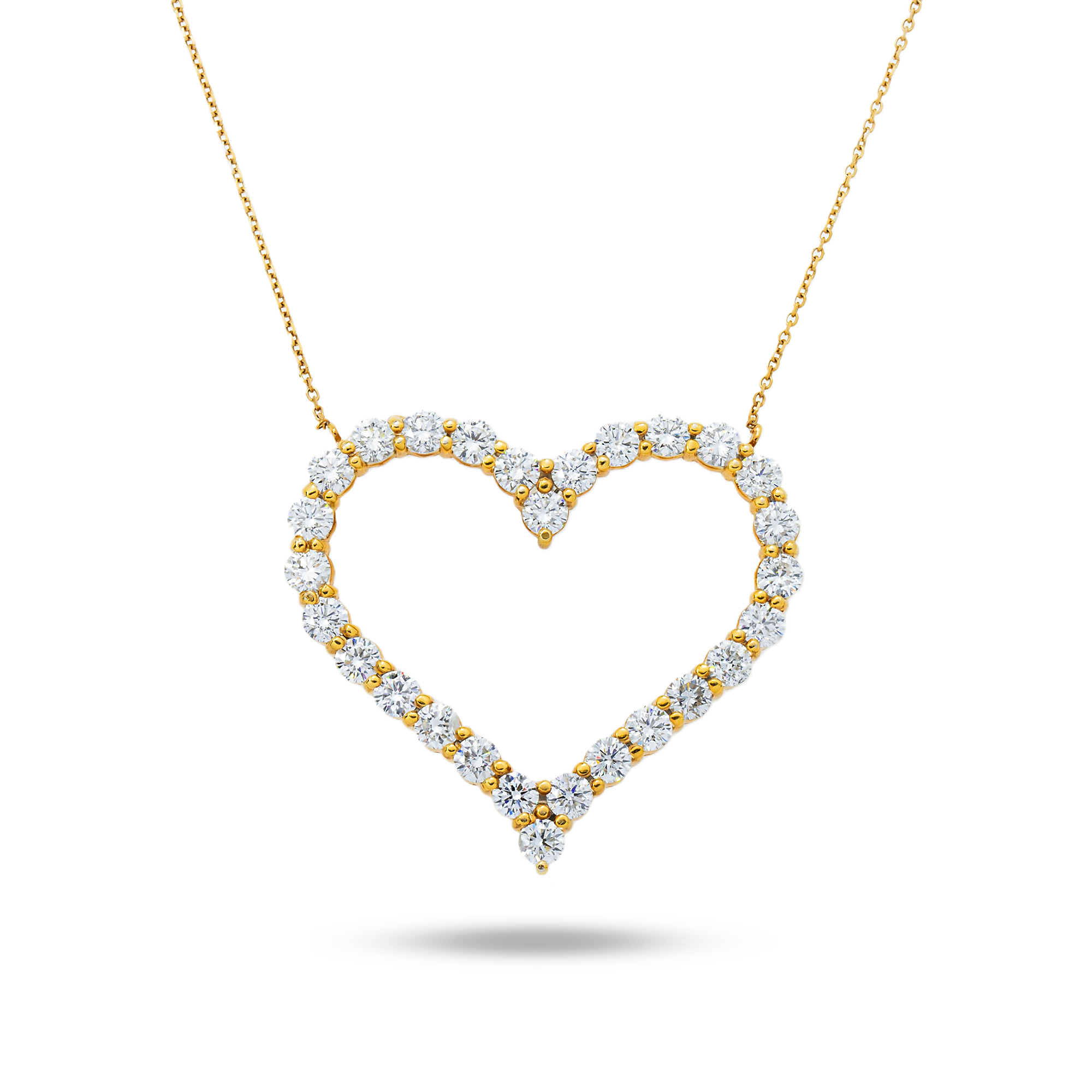 14K White Gold Round Diamond Open Heart Necklace 5.82Ct Necklace