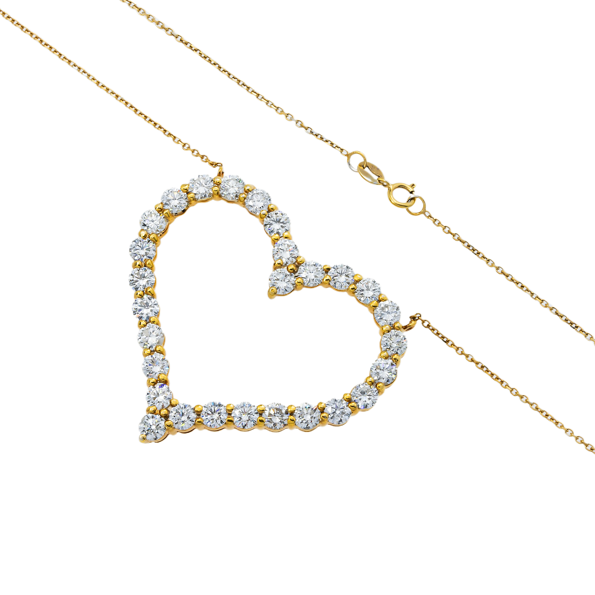 14K White Gold Round Diamond Open Heart Necklace 5.82Ct Necklace