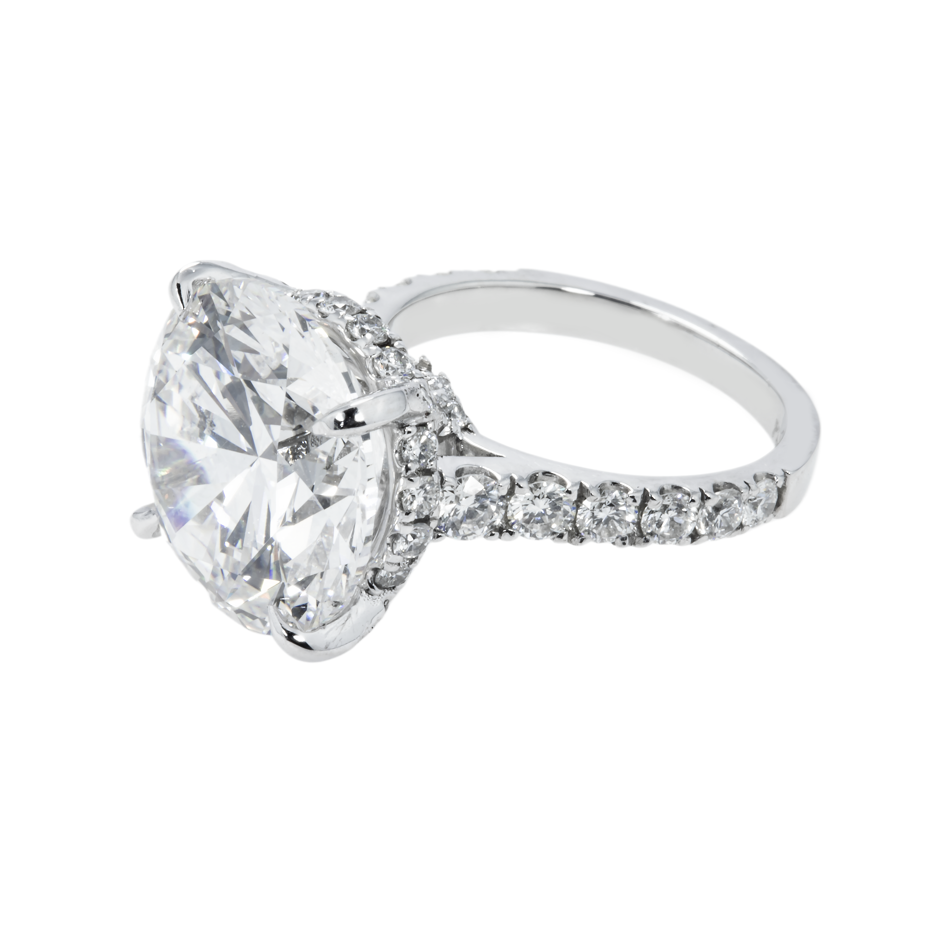 Gia Platinum 11.05Ct Round Diamond Engagement Ring 12.47Ctw Bridal