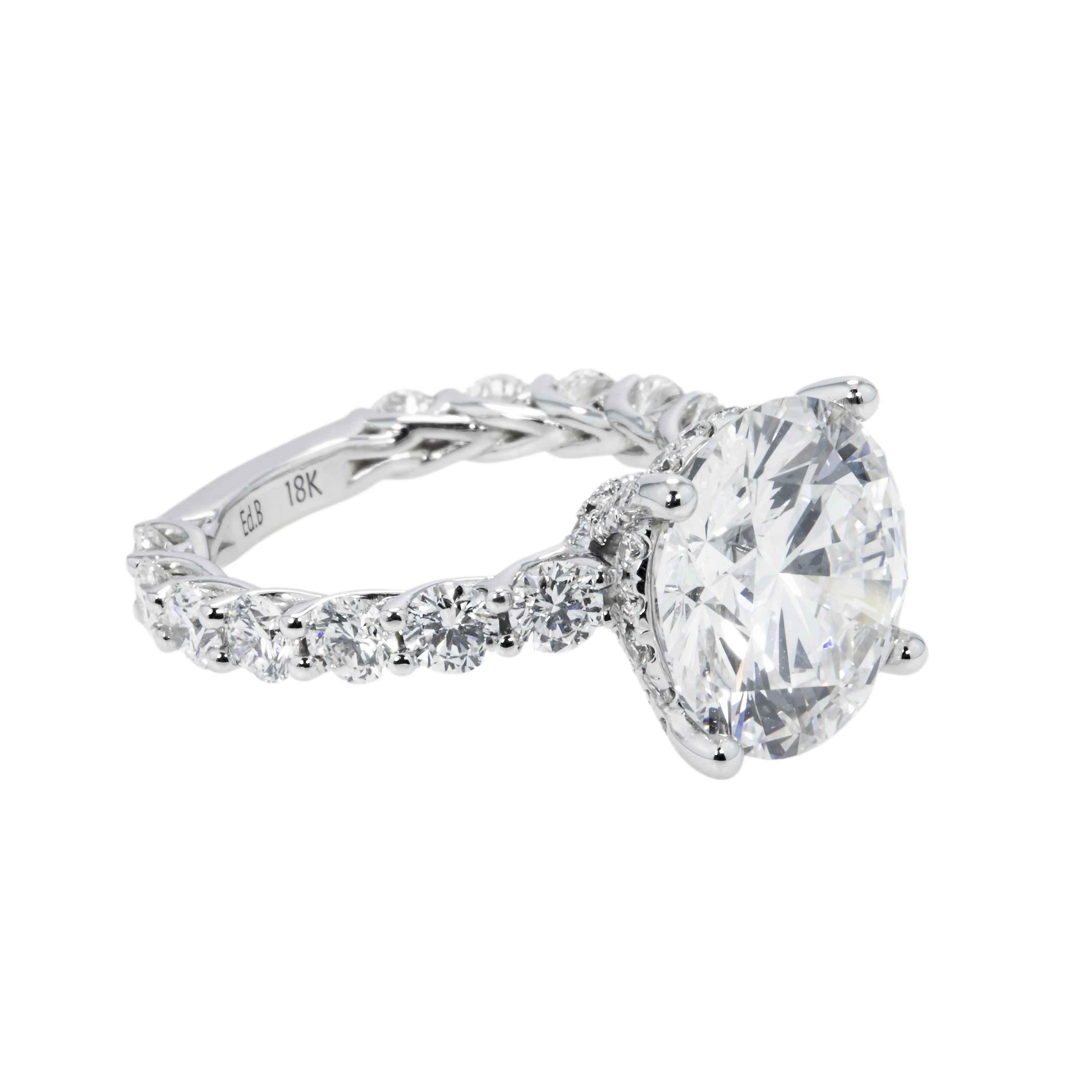Gia 18K White Gold 7.06Ct Round Diamond Engagement Ring 9.81Ctw Bridal