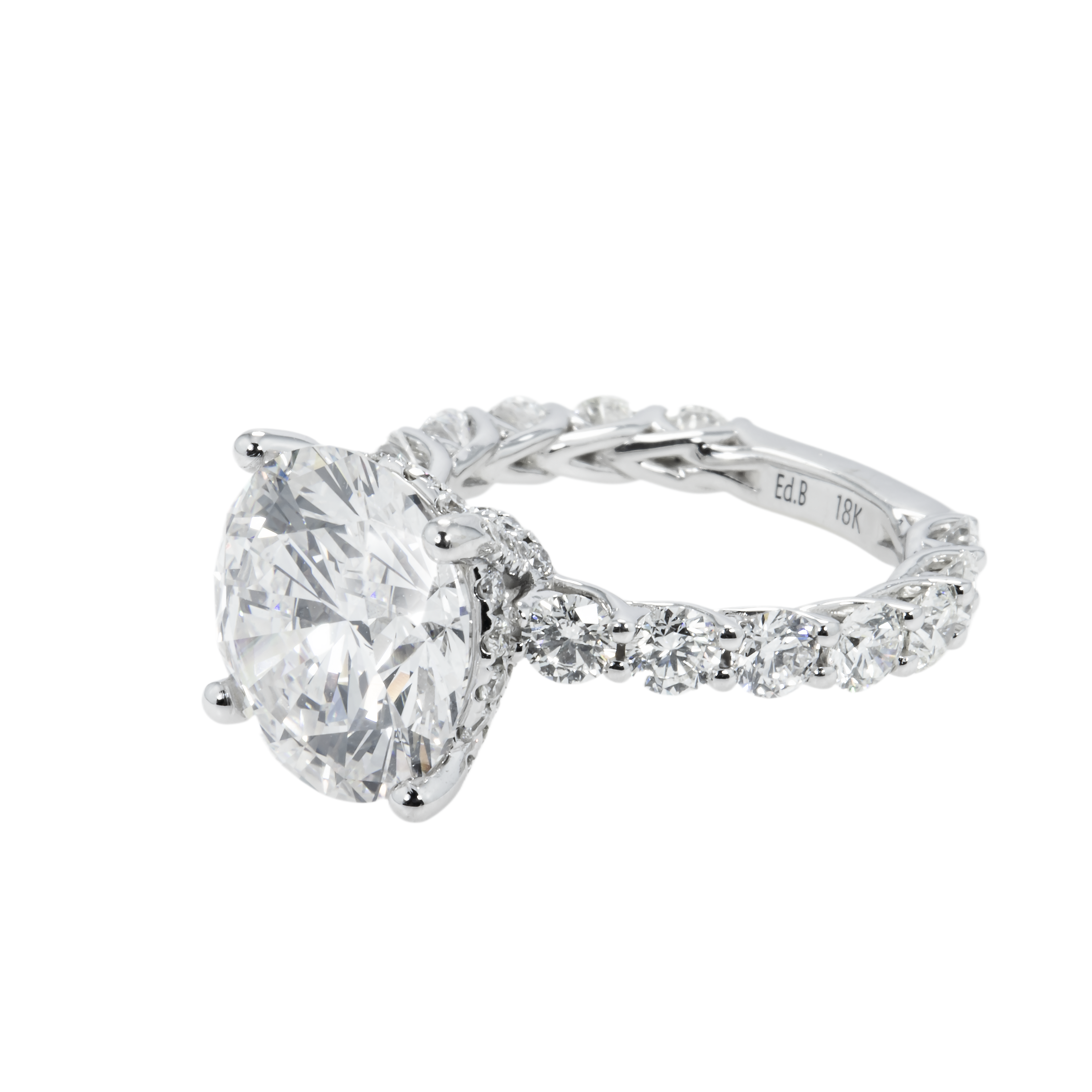 Gia 18K White Gold 7.06Ct Round Diamond Engagement Ring 9.81Ctw Bridal