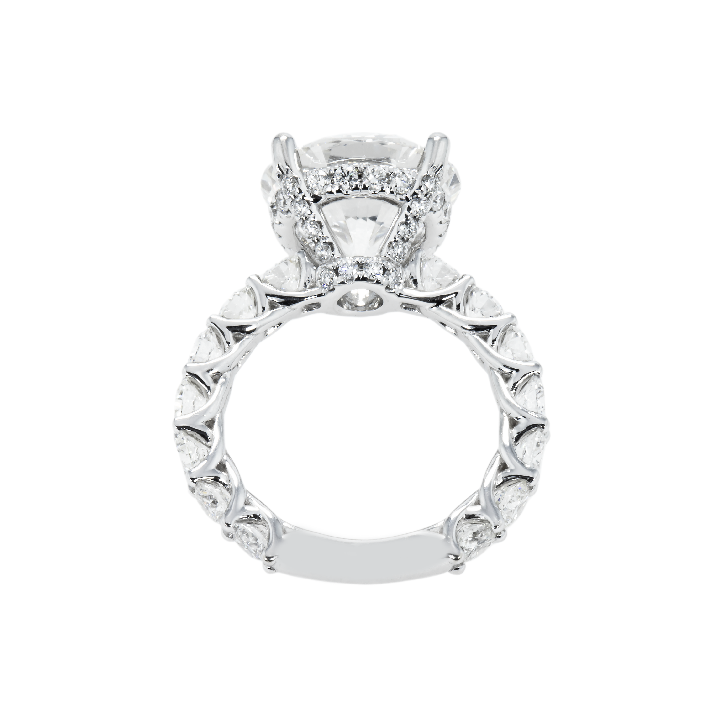 Gia 18K White Gold 7.06Ct Round Diamond Engagement Ring 9.81Ctw Bridal