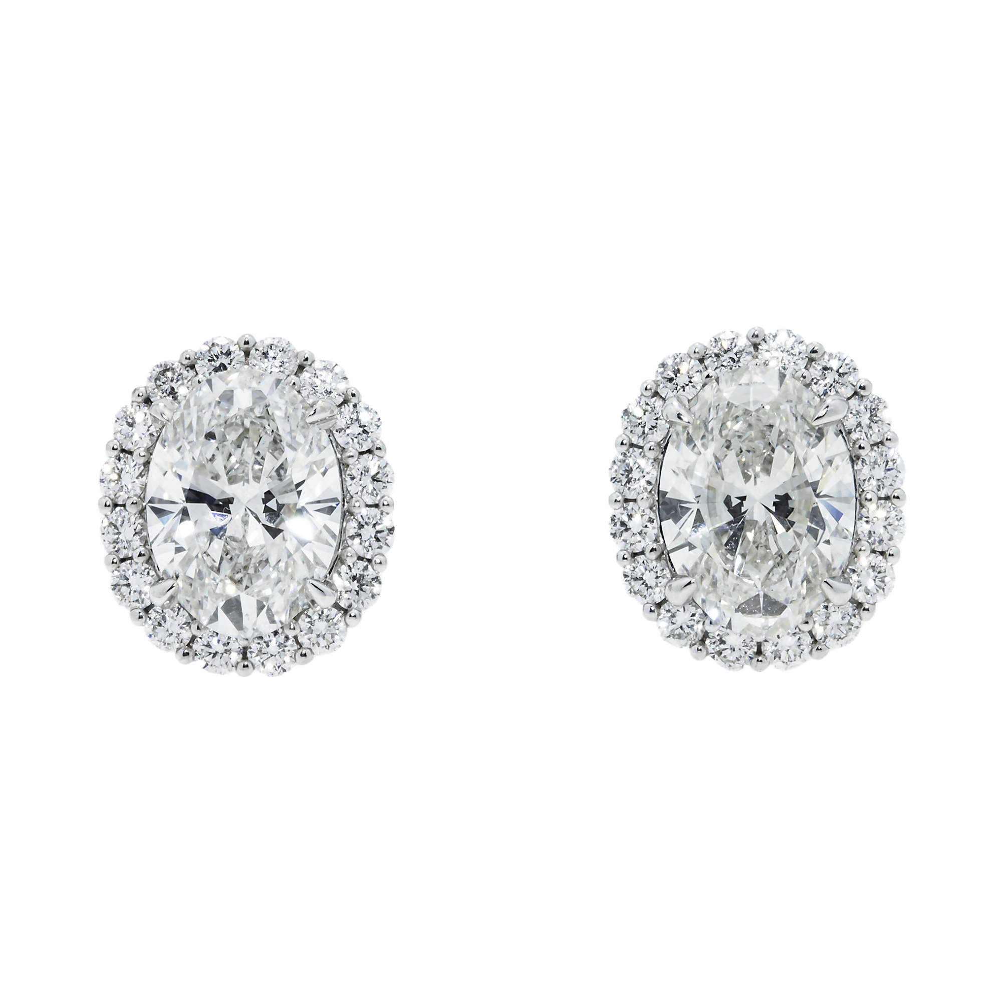 IGI 18K White Gold Oval & Round Diamond Stud Earrings 8.51ctw