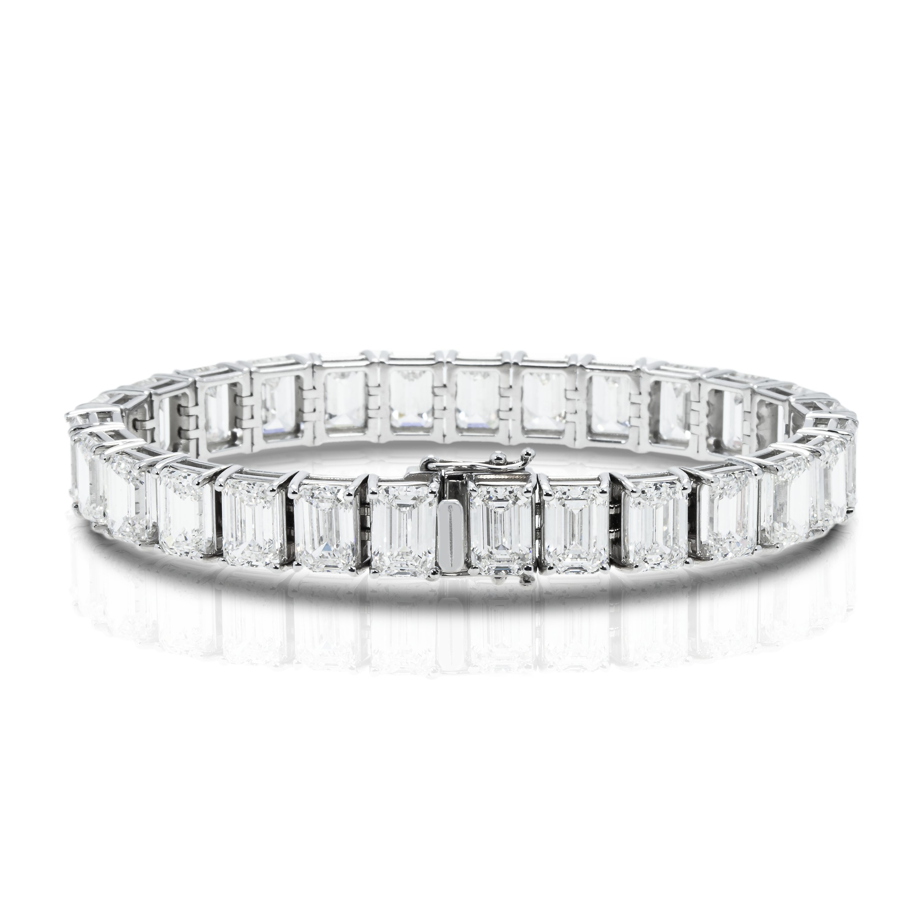 14K White Gold Emerald Cut Diamond Tennis Bracelet 34.93Ct Bracelets