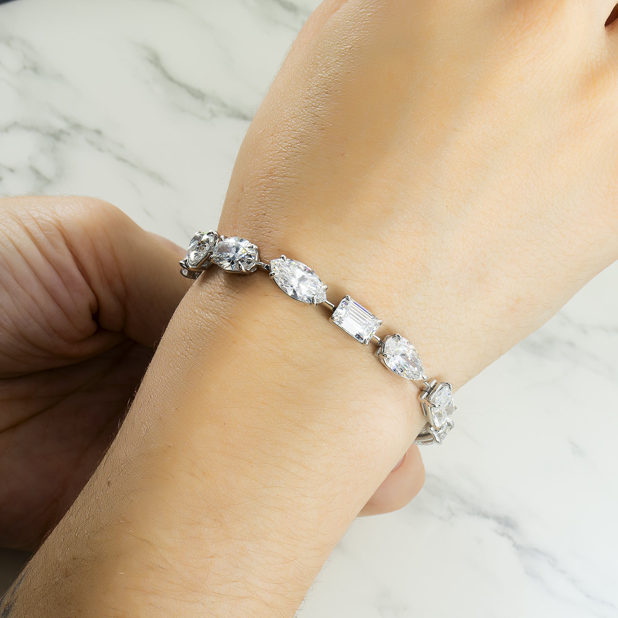 Platinum Combination Cut Diamond Satellite Bracelet 32.41Ct Bracelets