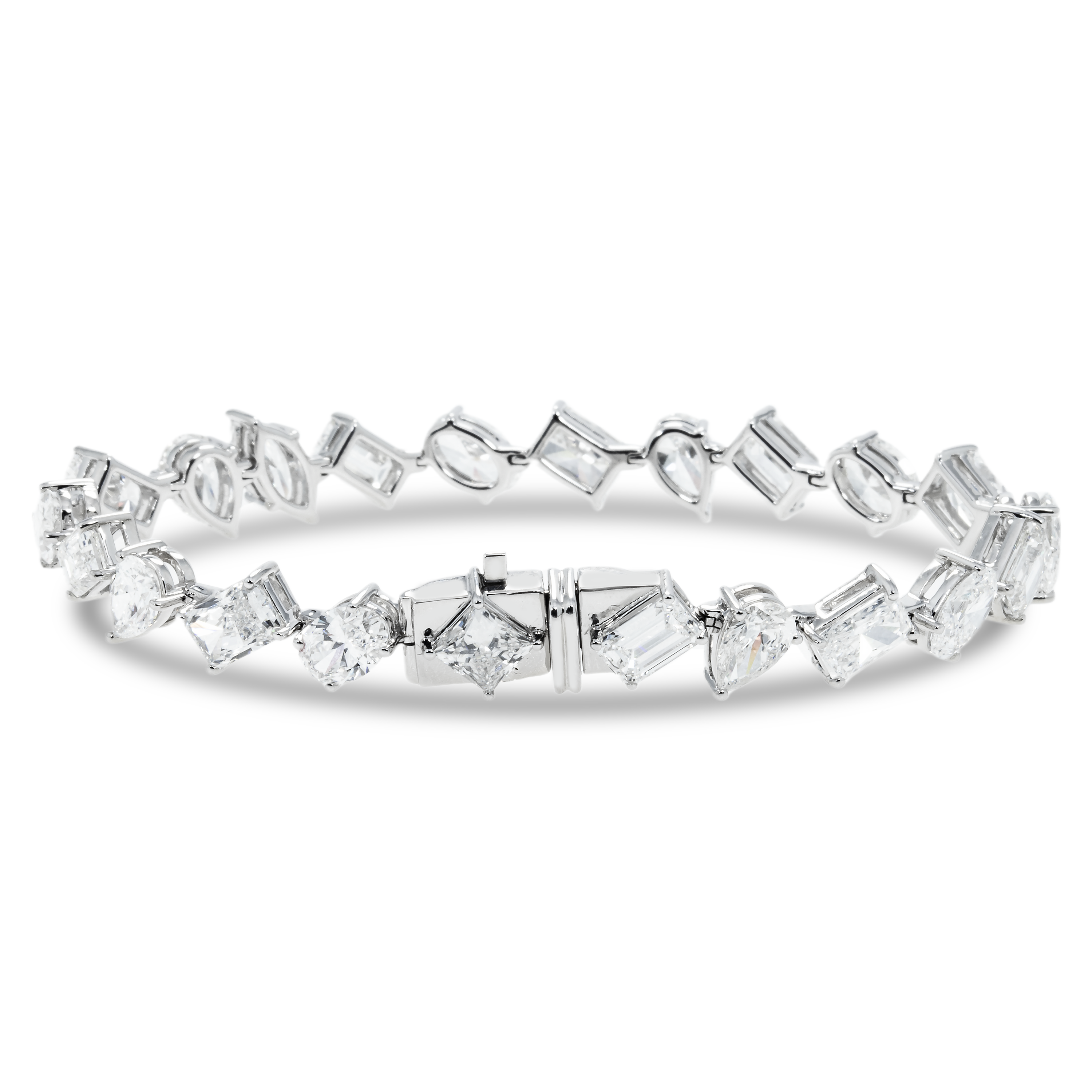 14K White Gold Multi Cut Diamond Satellite Bracelet 18.19Ctw Bracelets