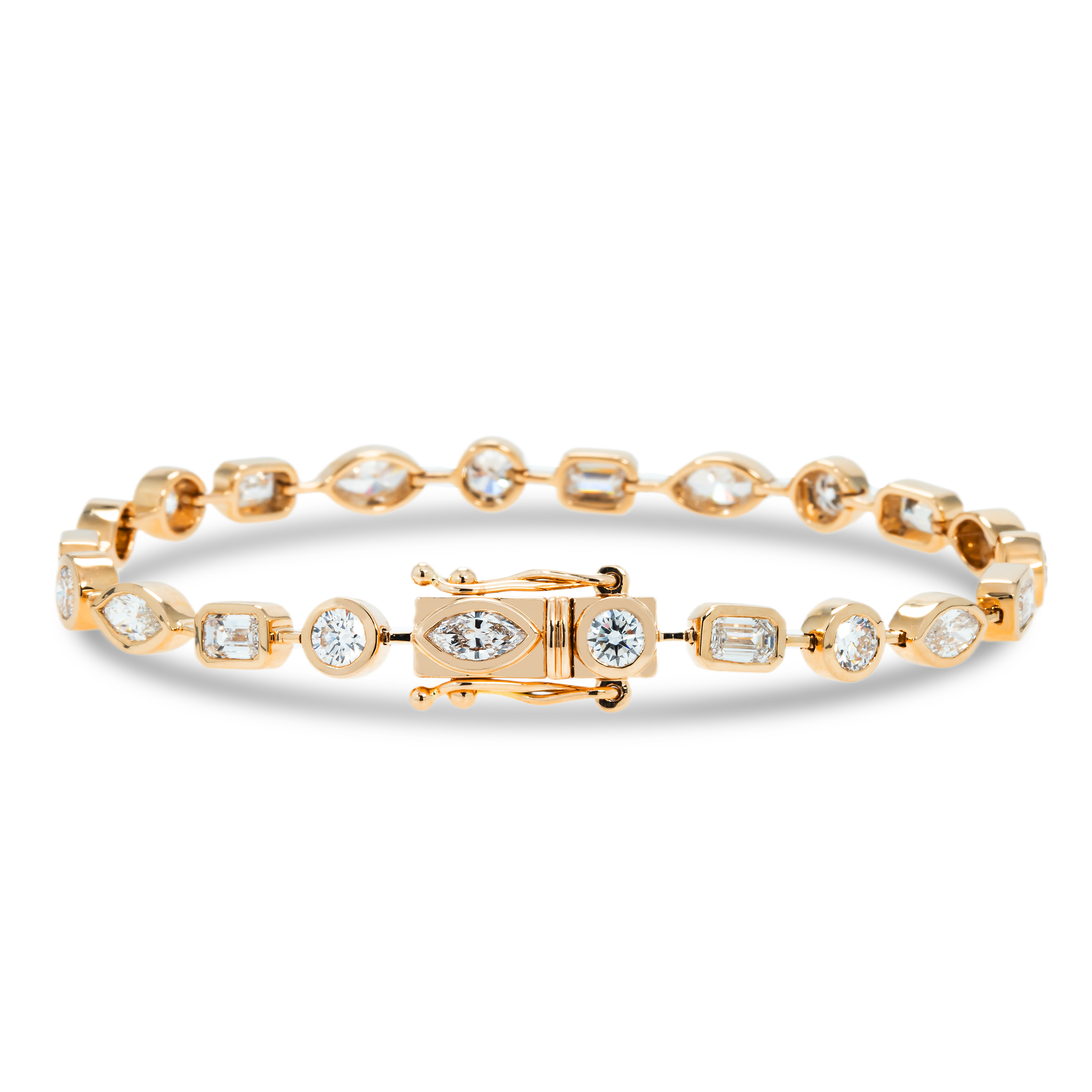 14K Rose Gold Bezel Set Multi Cut Diamond Satellite Bracelet 4.30Ct Bracelets