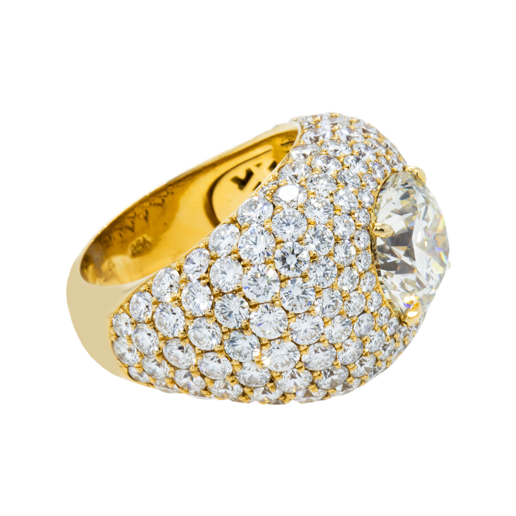 GIA 18K Yellow Gold Round Diamond Chandelier Ring 15.72ctw
