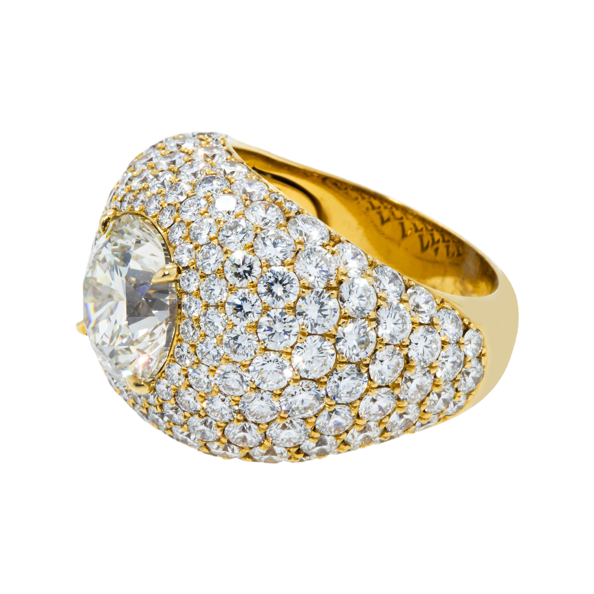 GIA 18K Yellow Gold Round Diamond Chandelier Ring 15.72ctw