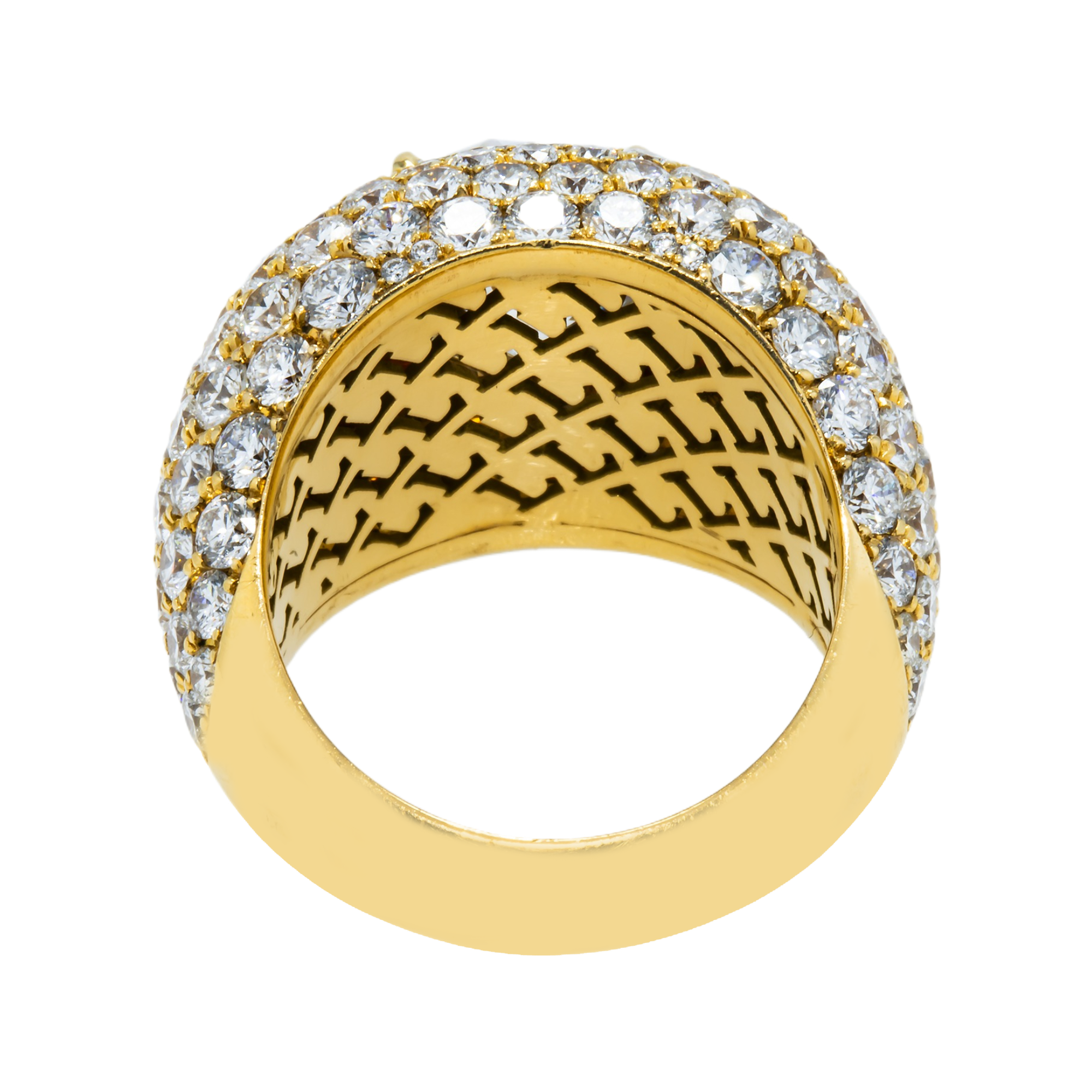 GIA 18K Yellow Gold Round Diamond Chandelier Ring 15.72ctw