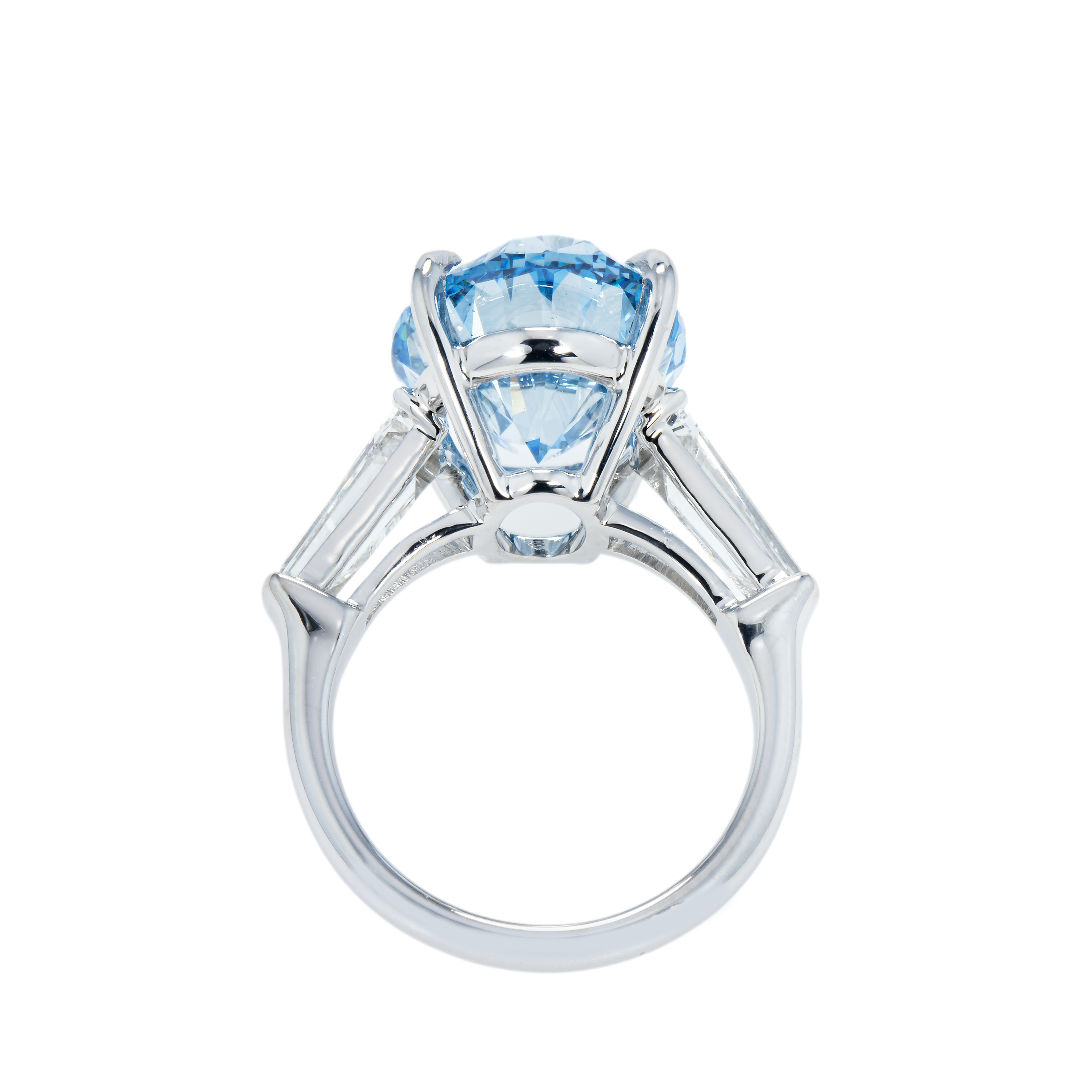 18K White Gold 10.40Ct Oval Cut Blue Diamond Engagement Ring 12.13Ctw Bridal