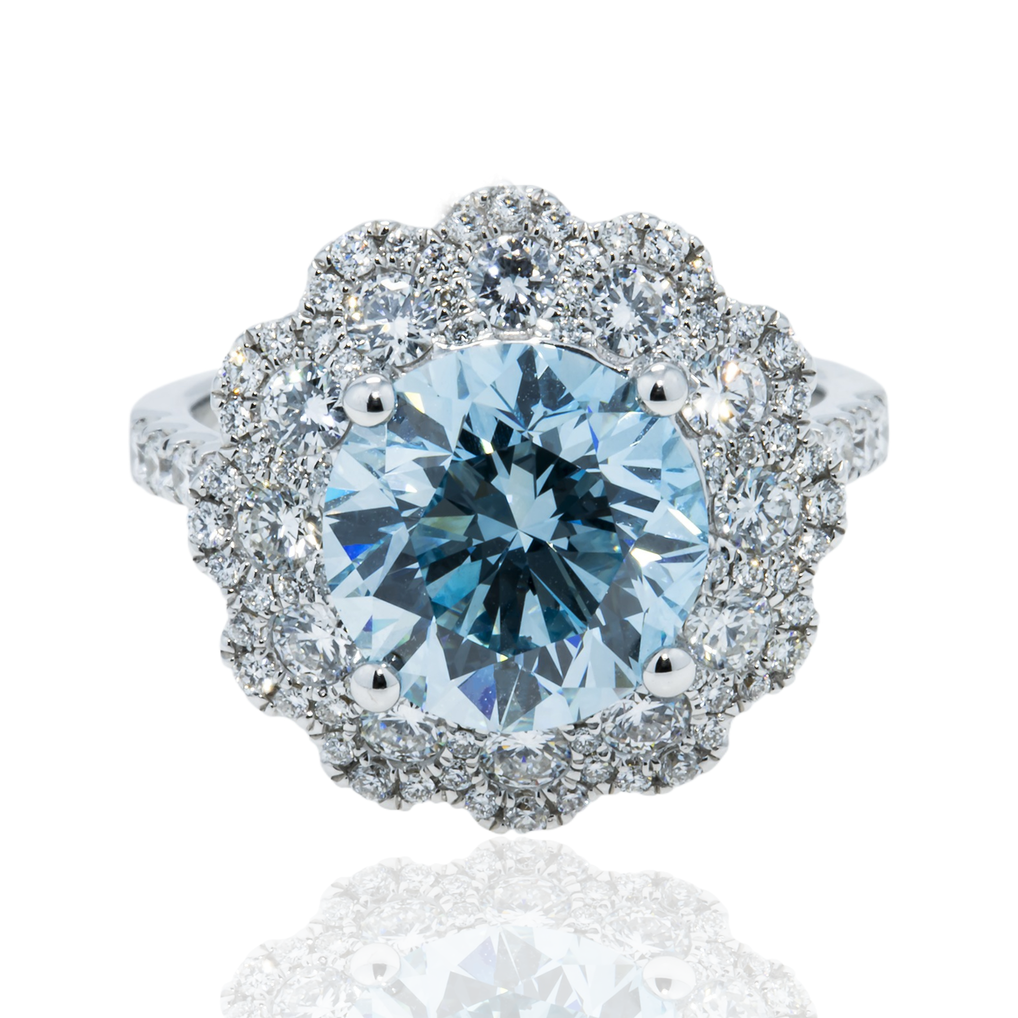 Shop 18K White Gold 4.02ct Fancy Intense Blue Fancy Diamond Engagement ...