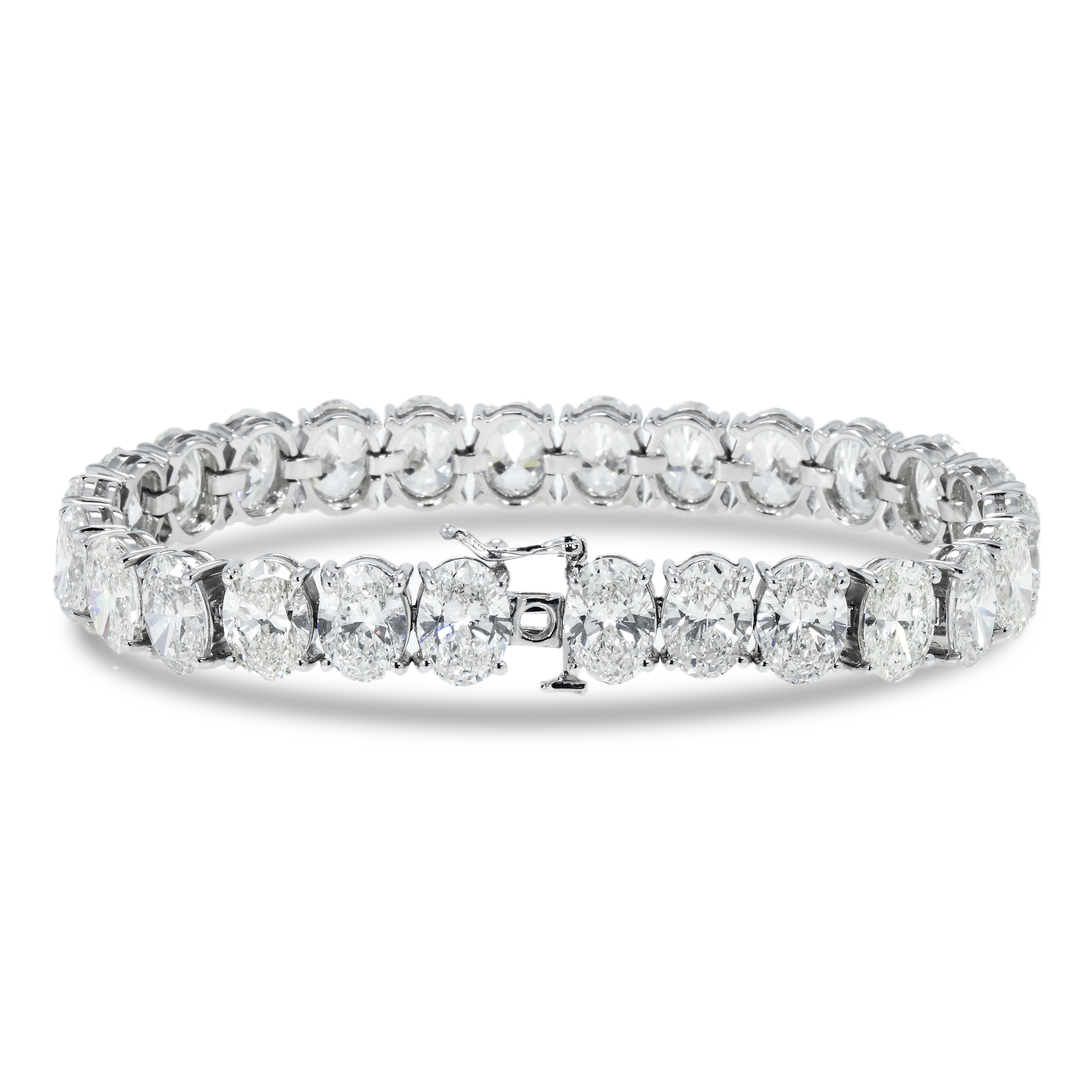 14K White Gold Oval Cut Diamond Tennis Bracelet 40.44Ct Bracelets