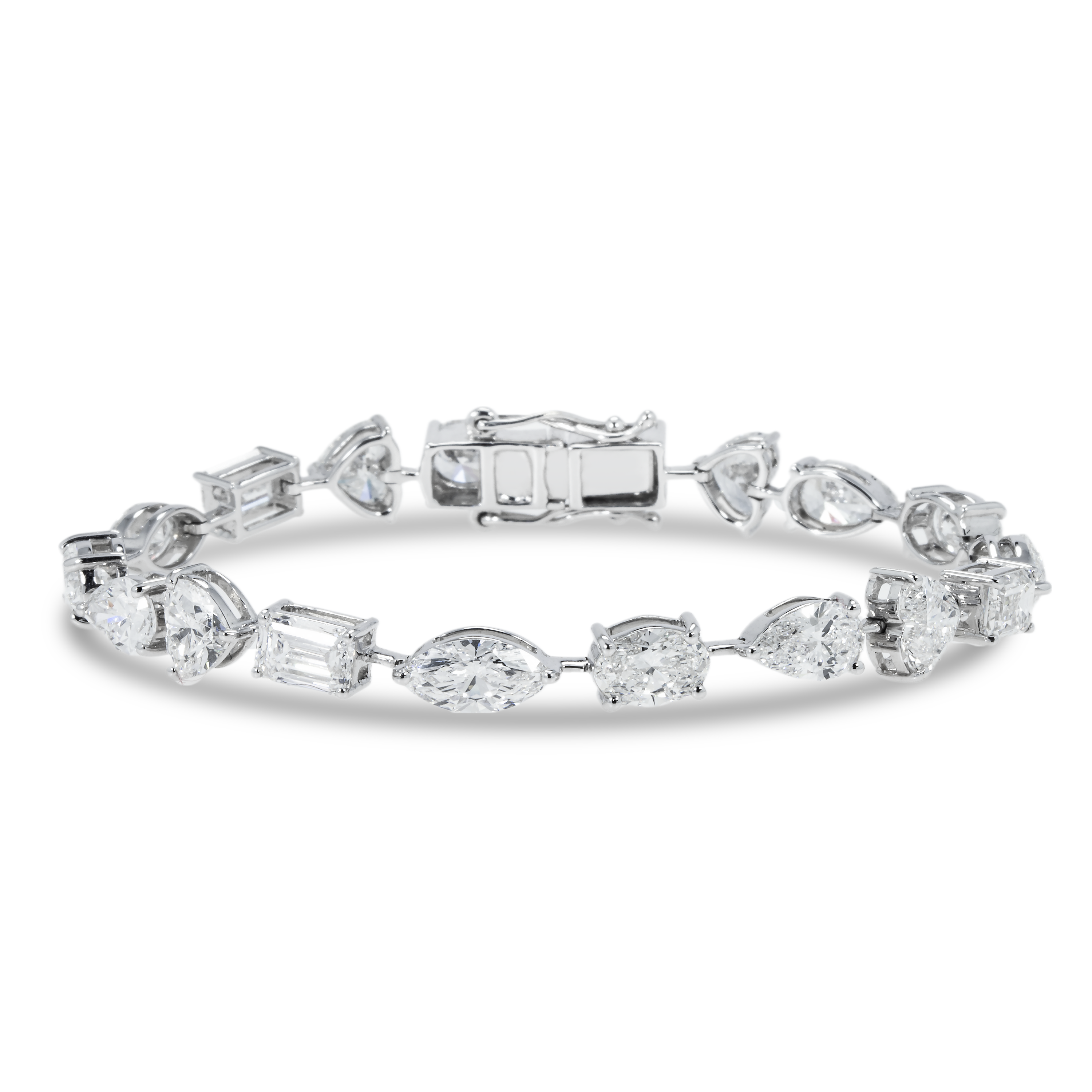14K White Gold Combination Cut Diamond Satellite Bracelet 18.43Ct Bracelets