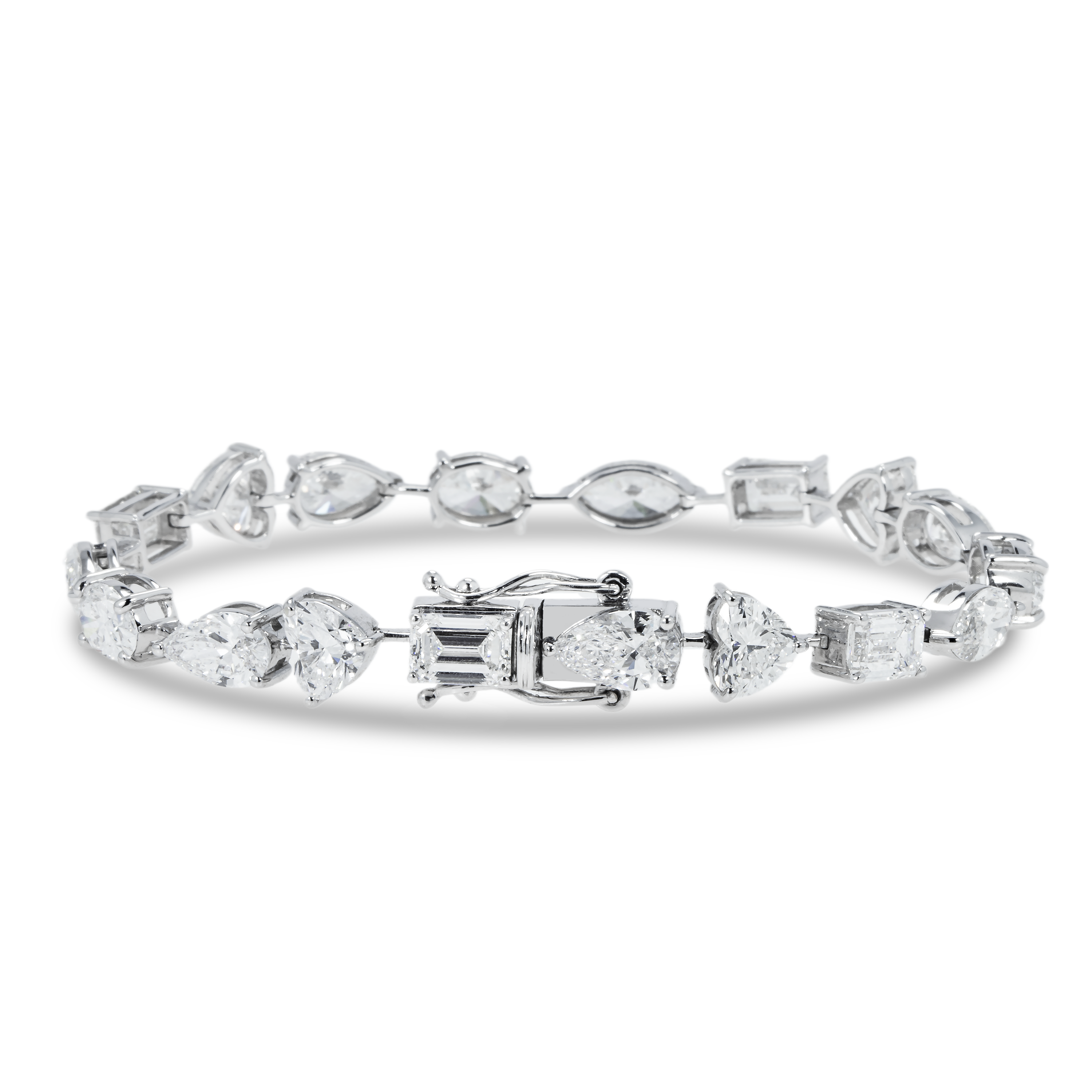 14K White Gold Combination Cut Diamond Satellite Bracelet 18.43Ct Bracelets