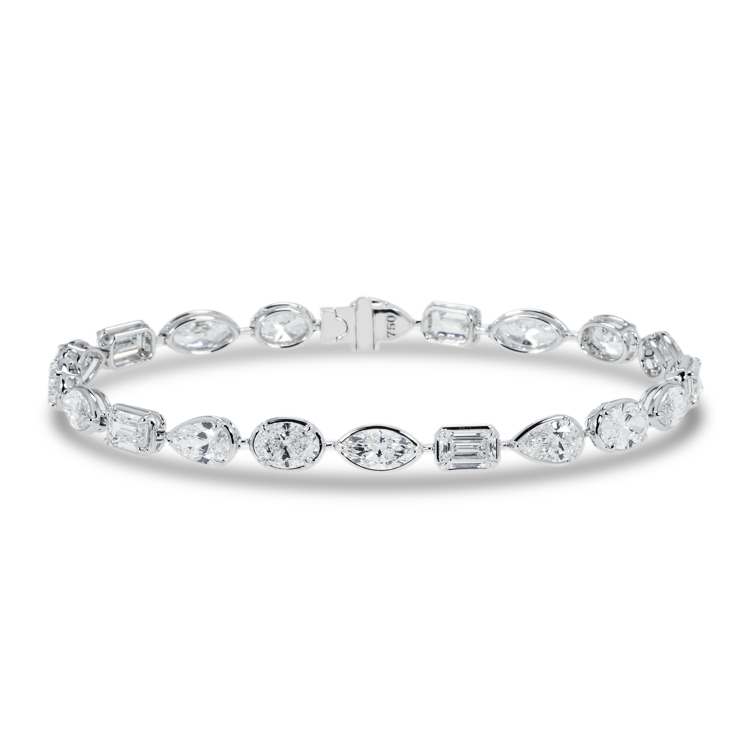 18K White Gold Bezel Set Combination Cut Diamond Satellite Bracelet 10.70Ct Bracelets