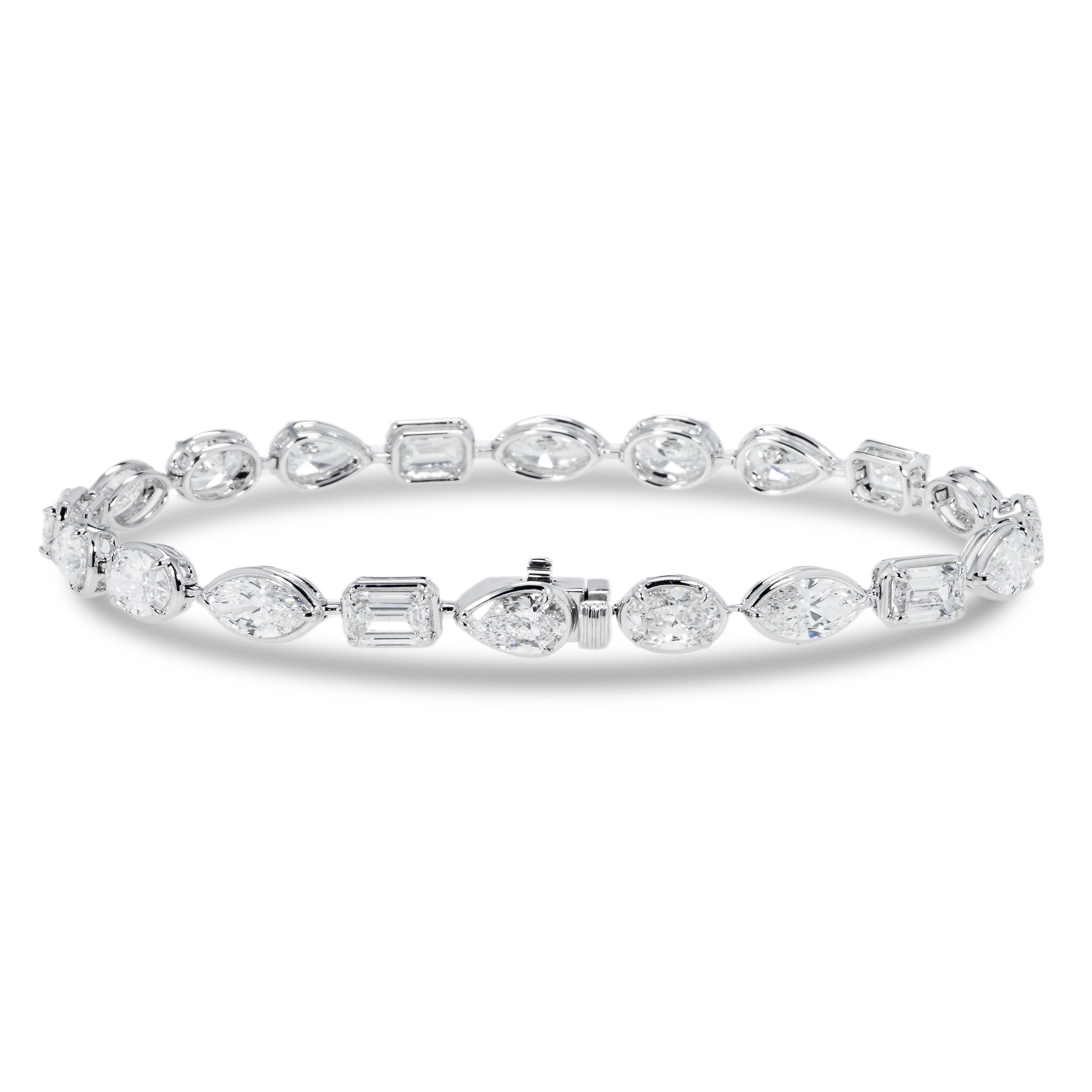 18K White Gold Bezel Set Combination Cut Diamond Satellite Bracelet 10.70Ct Bracelets