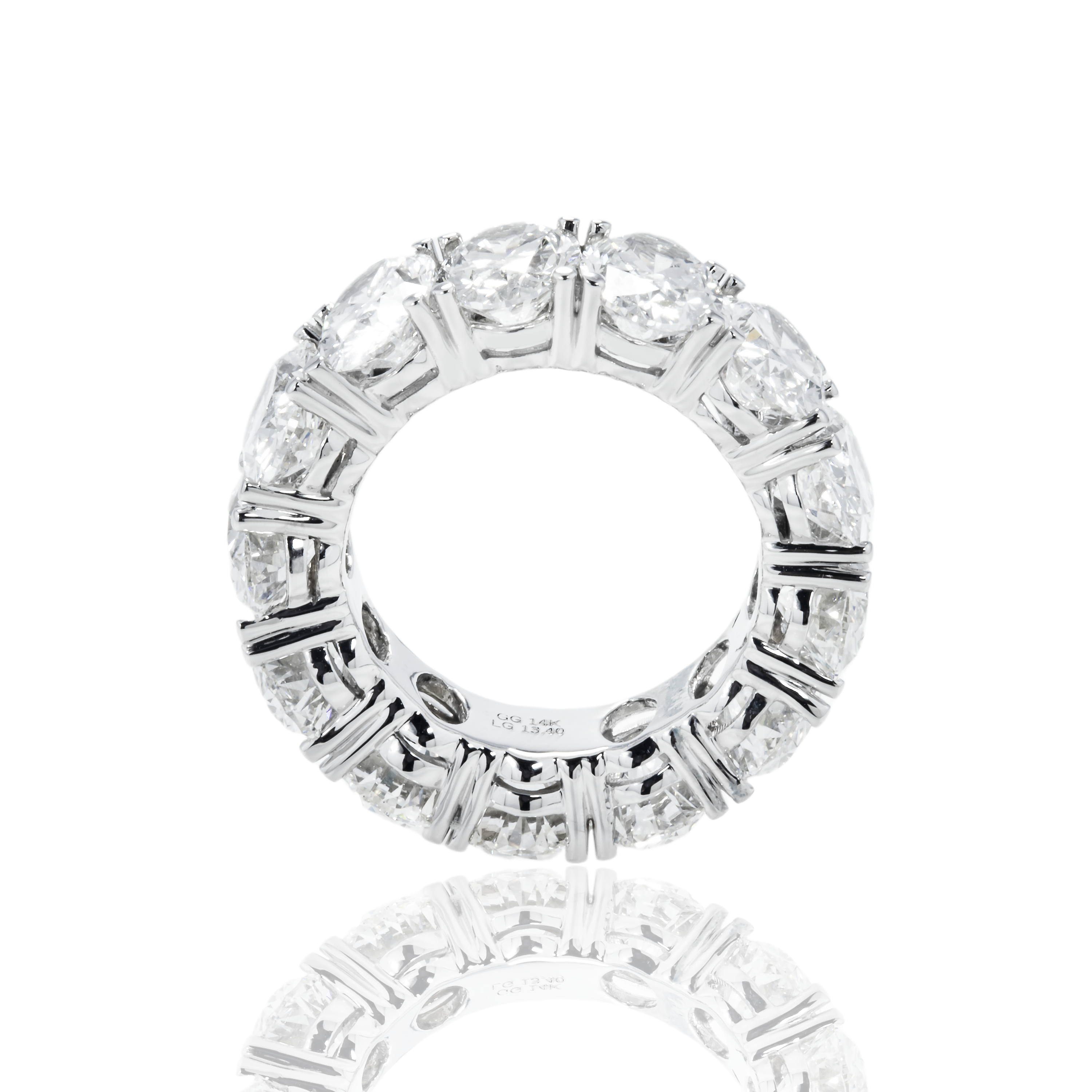 14K White Gold Oval Cut Diamond Eternity Ring 13.40Ct (Size 5) Rings