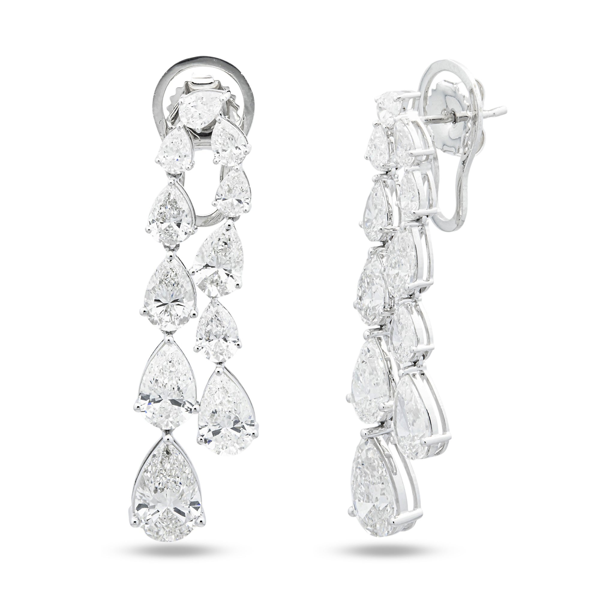 14K White Gold Pear Diamond Drop Earrings 10.10ctw
