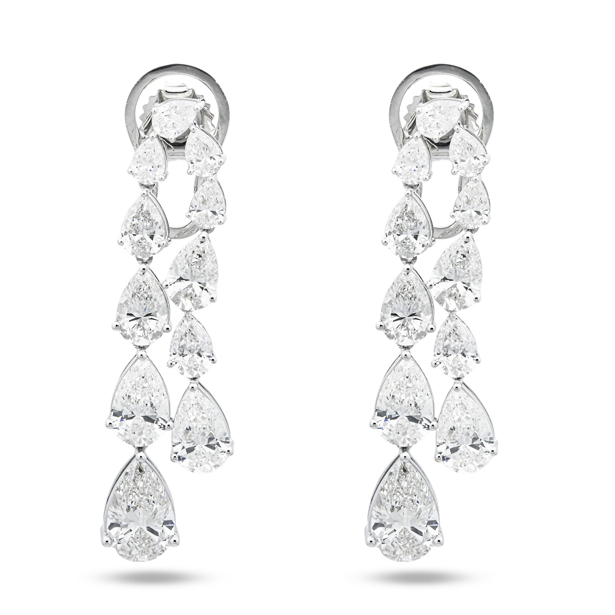 14K White Gold Pear Diamond Drop Earrings 10.10ctw