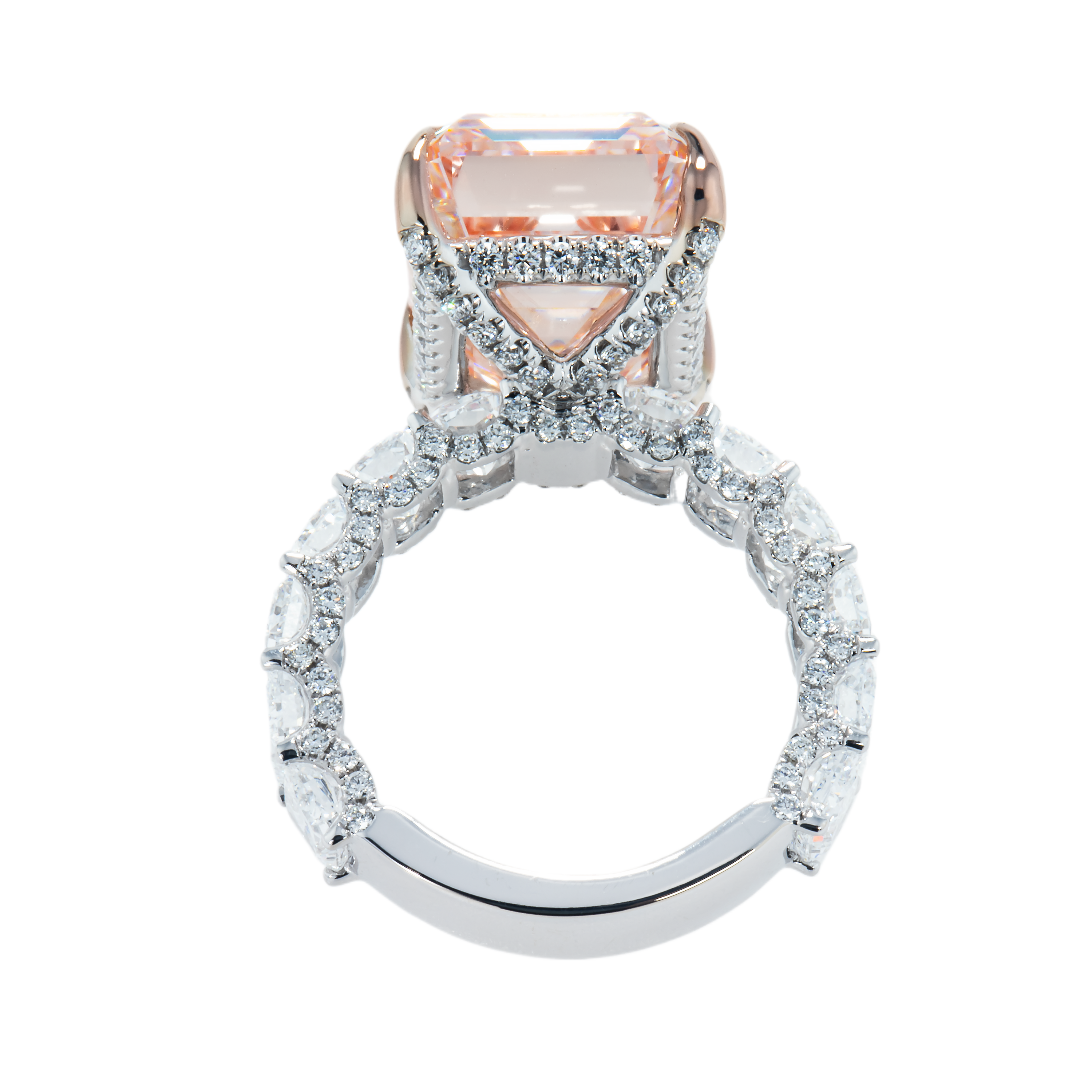 18K White Gold 15.62Ct Fip Emerald Cut Diamond Engagement Ring 21.74Ctw Bridal