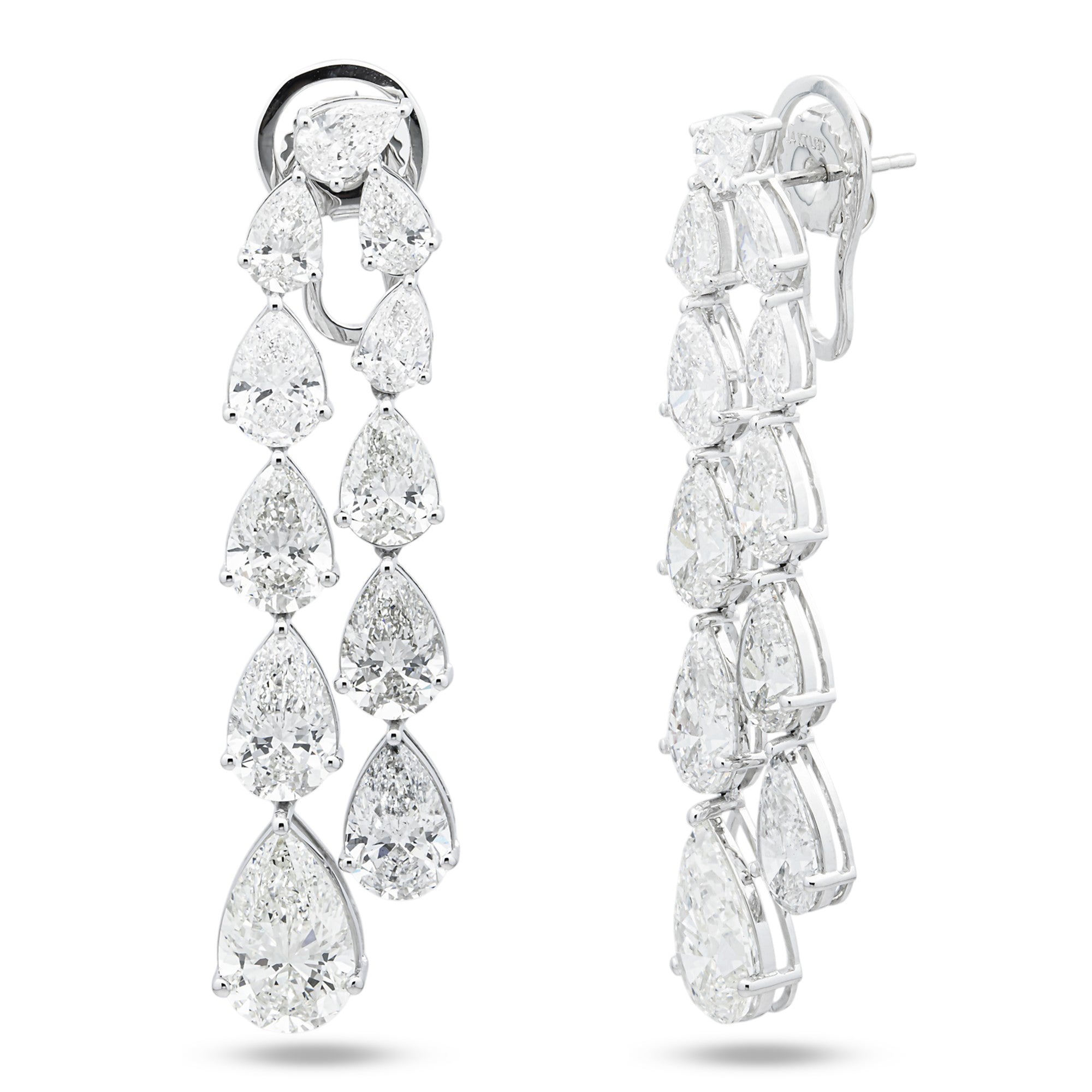 14K White Gold Pear Diamond Drop Earrings 19.68ctw