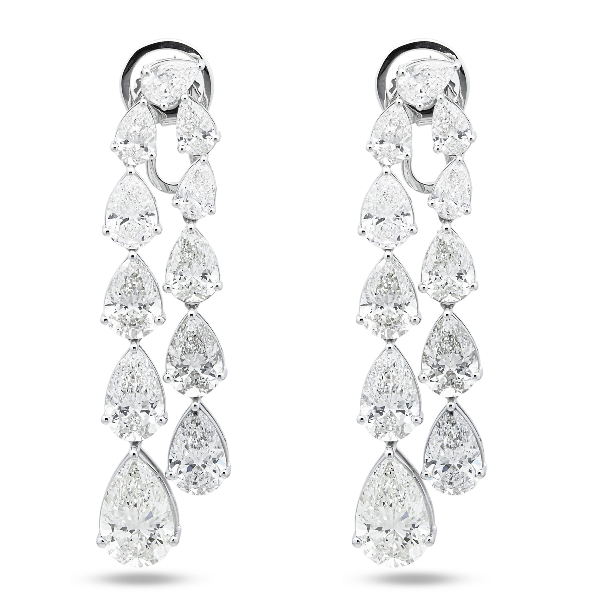 14K White Gold Pear Diamond Drop Earrings 19.68ctw