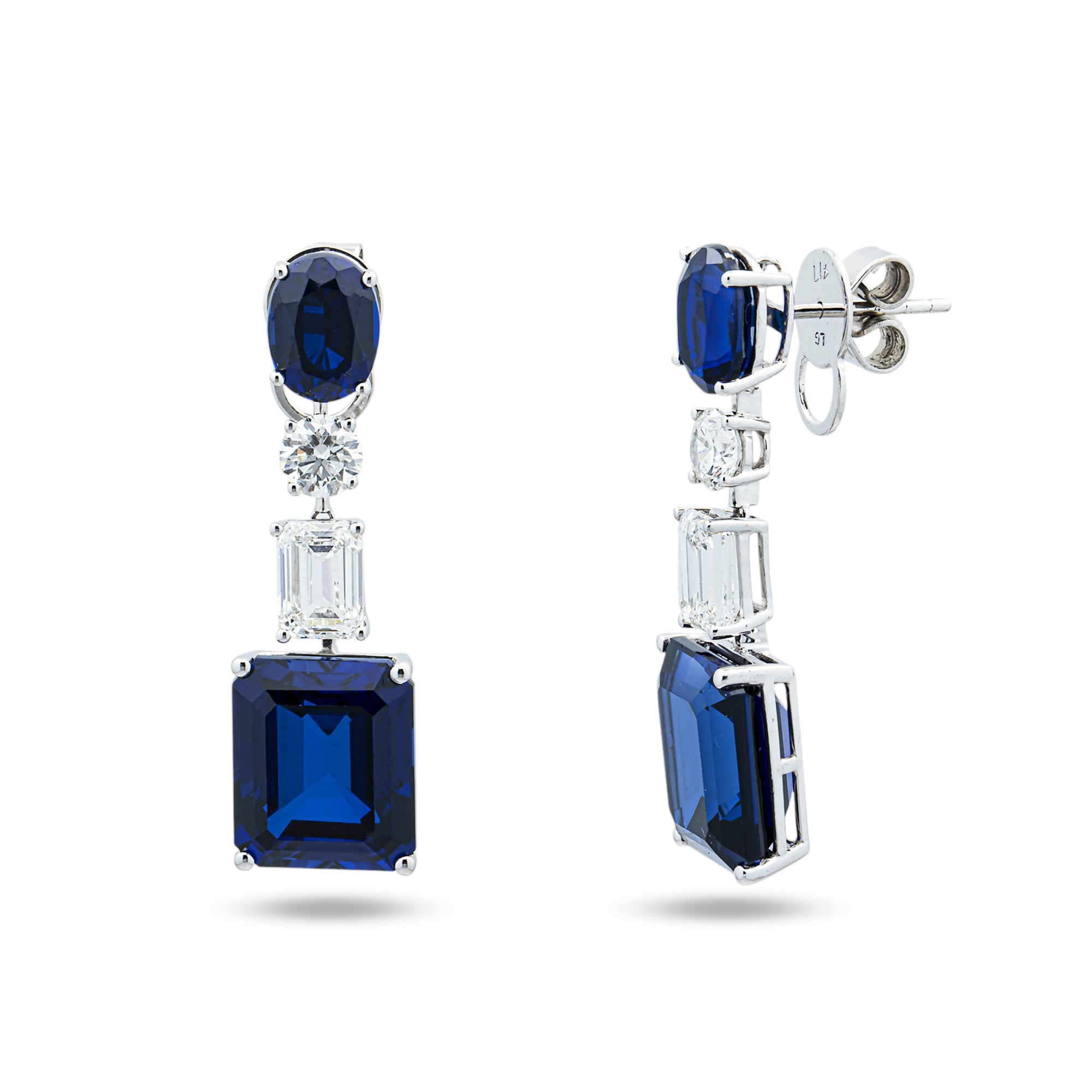 White Gold Sapphire & Diamond Drop Earrings 24.52ctw