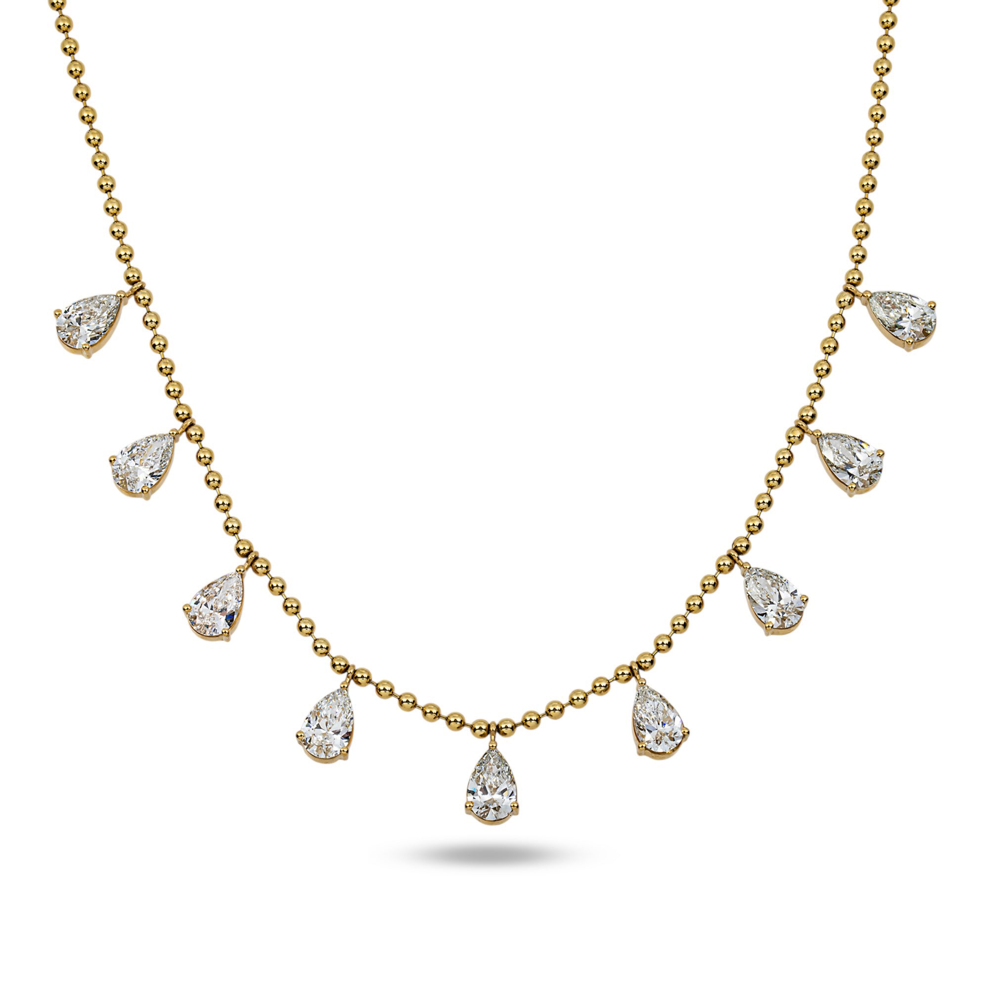 14K Yellow Gold Pear Diamond Necklace 5.75ct